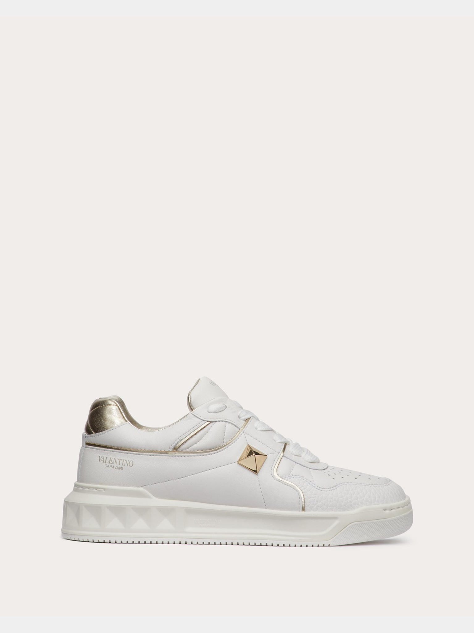 Valentino Sneaker Damskie Biało-Platynowe One Stud Low-Top