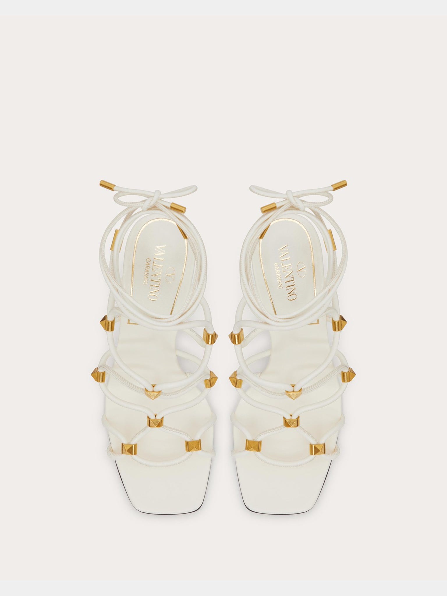 Valentino Damskie Sandały Ivory Rockstud Net Kidskin 2W2S0GB6XLX098