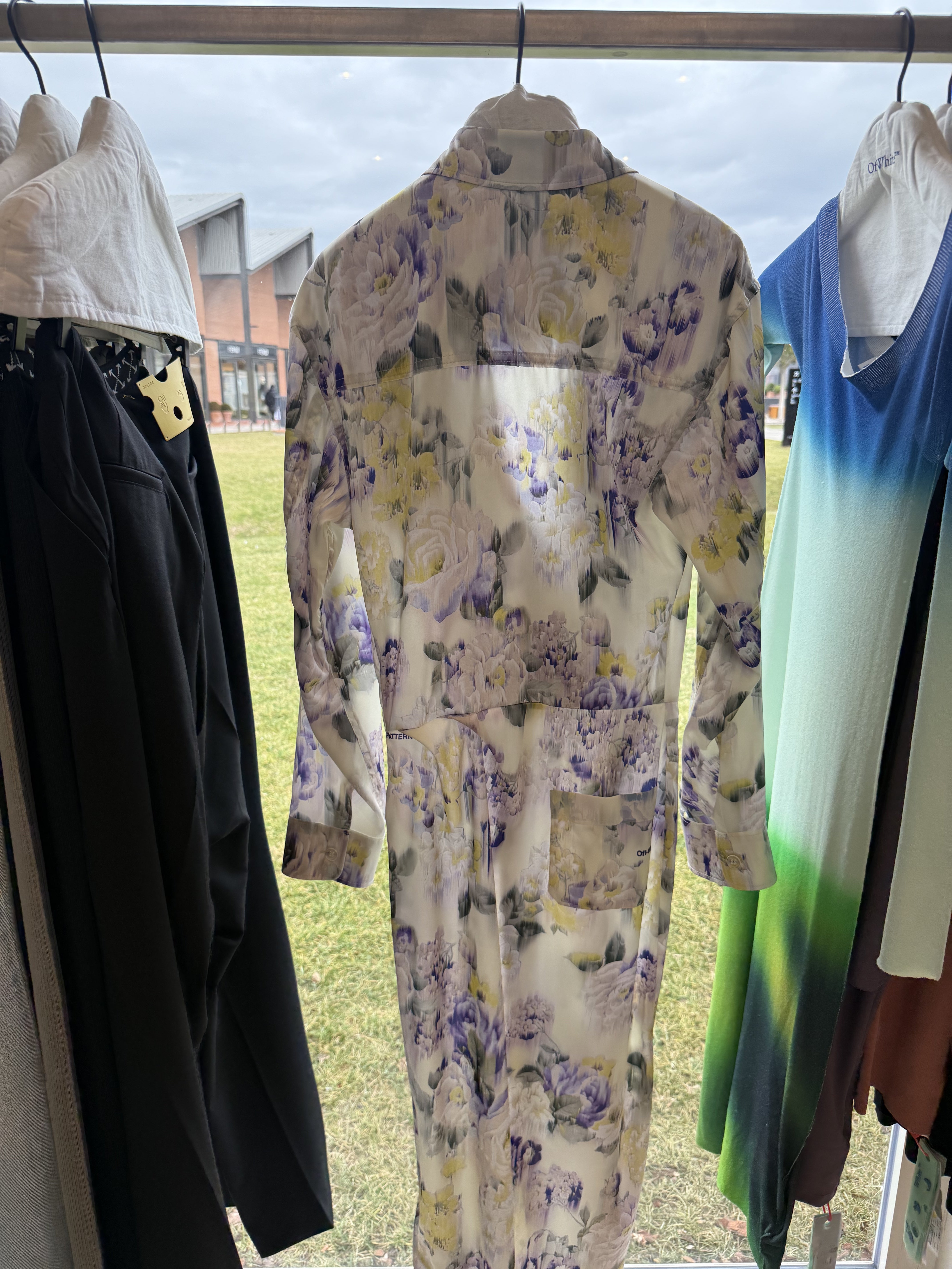 Off-White Chine Satin Twist Long Dress