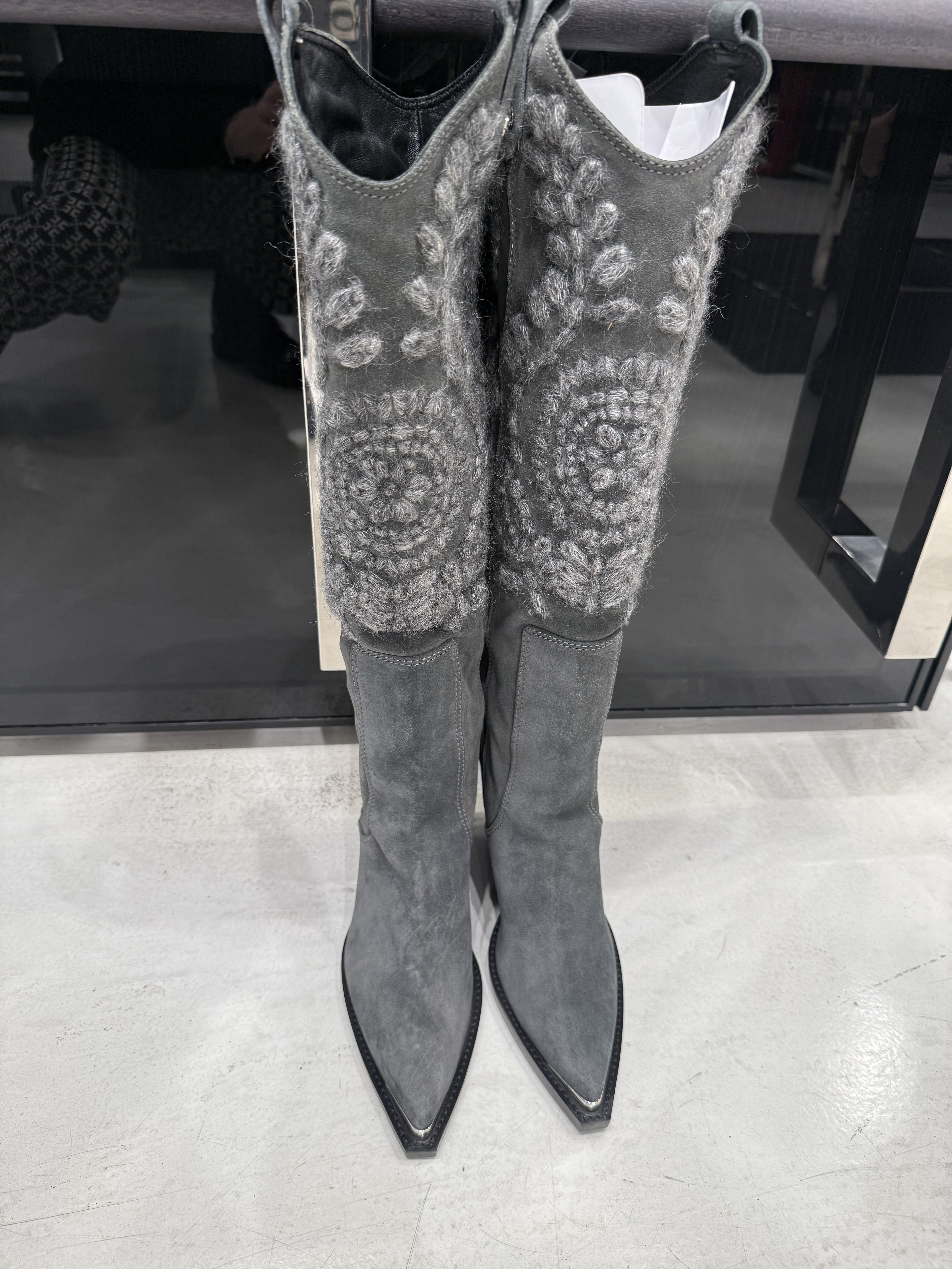 Ermanno Scervino Suede & Wool Embroidered Boots