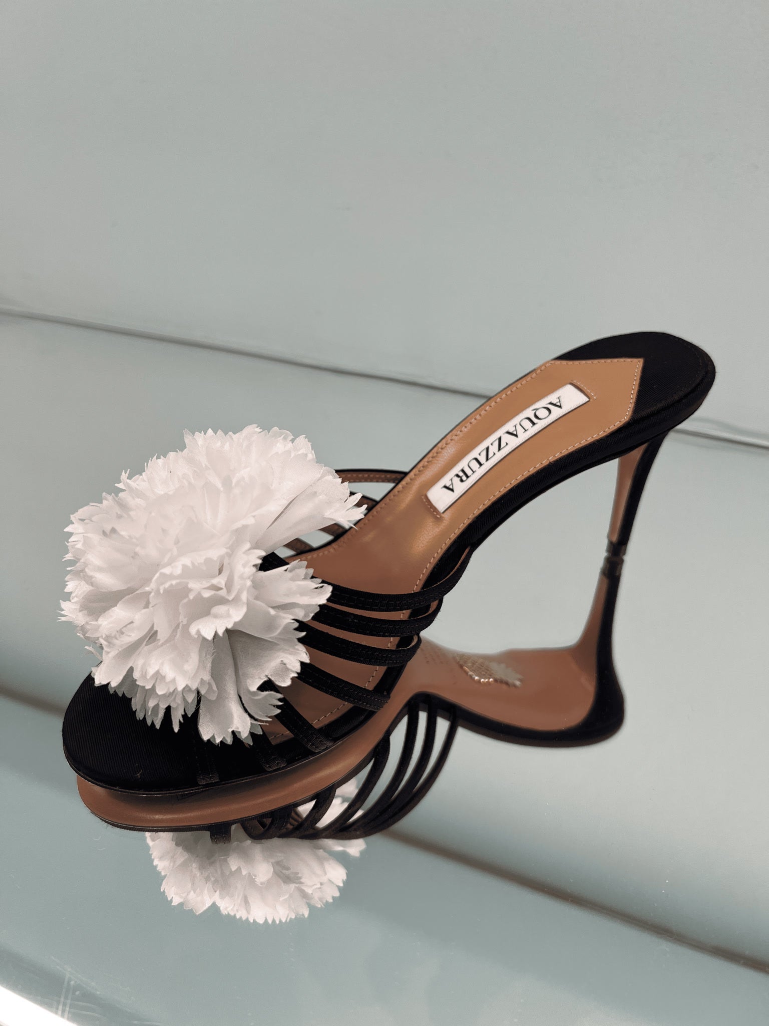 Aquazzura Damskie szpilki skórzane czarneAquazzura