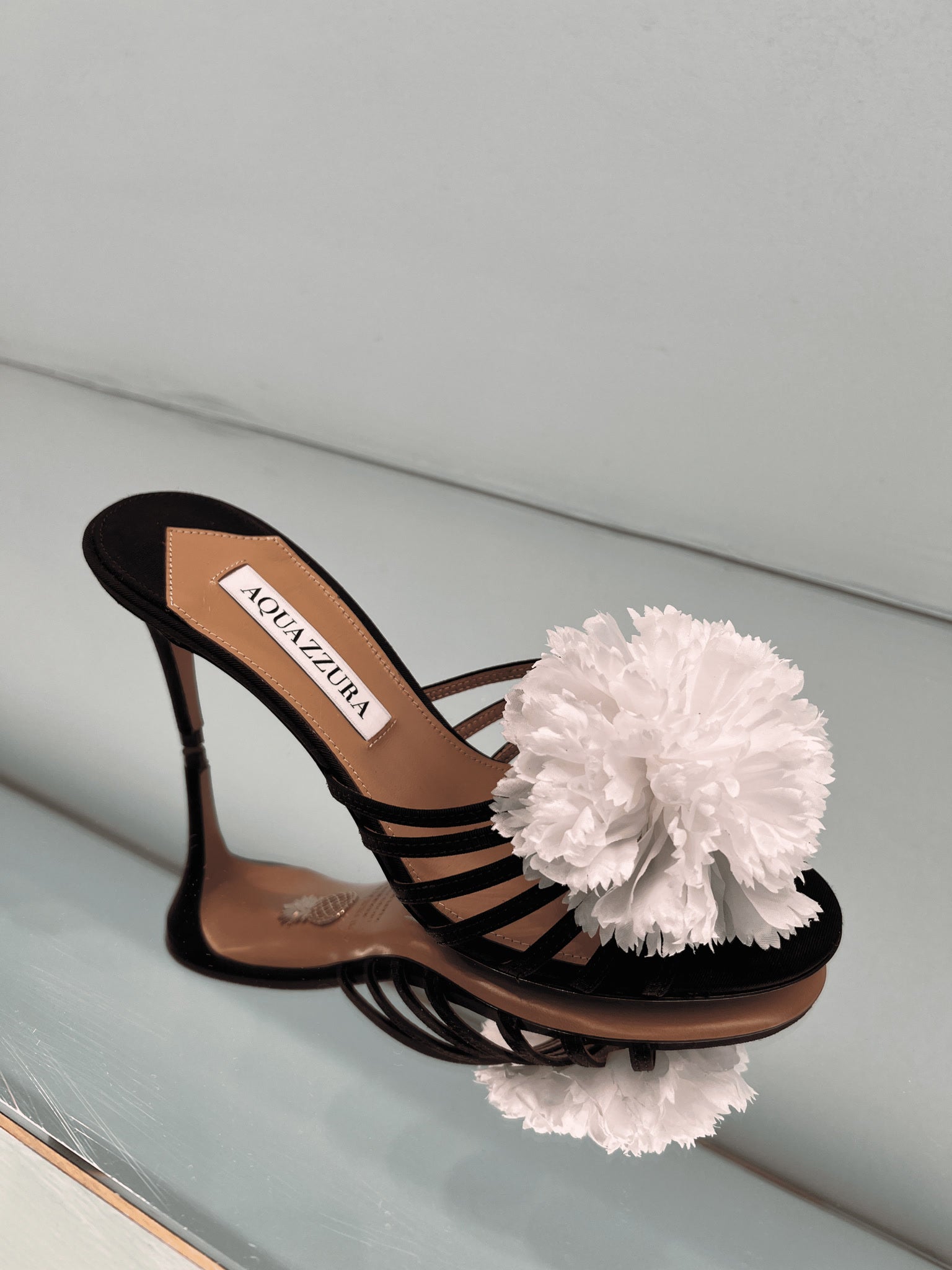 Aquazzura Damskie szpilki skórzane czarneAquazzura