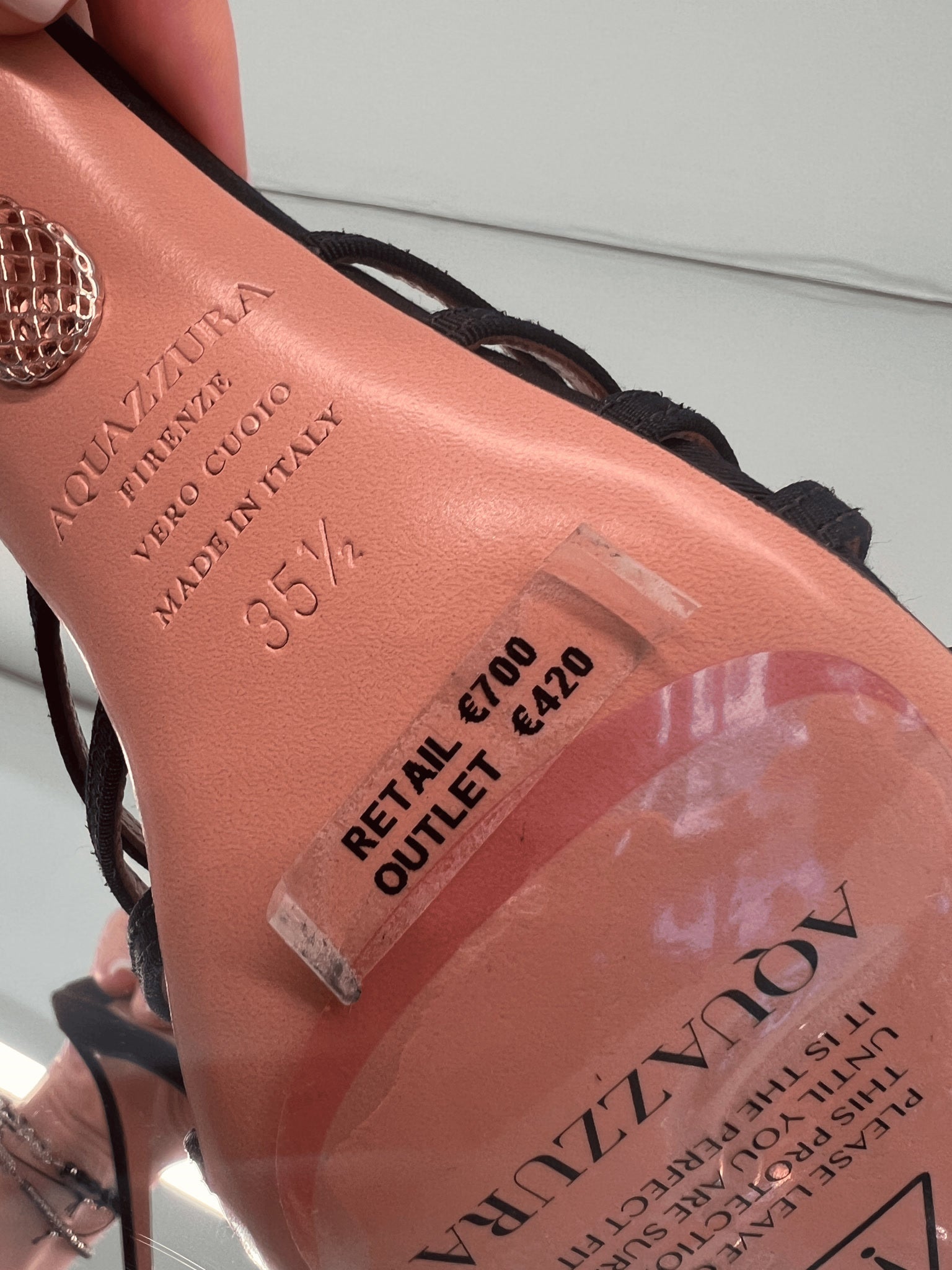 Aquazzura Damskie szpilki skórzane czarneAquazzura