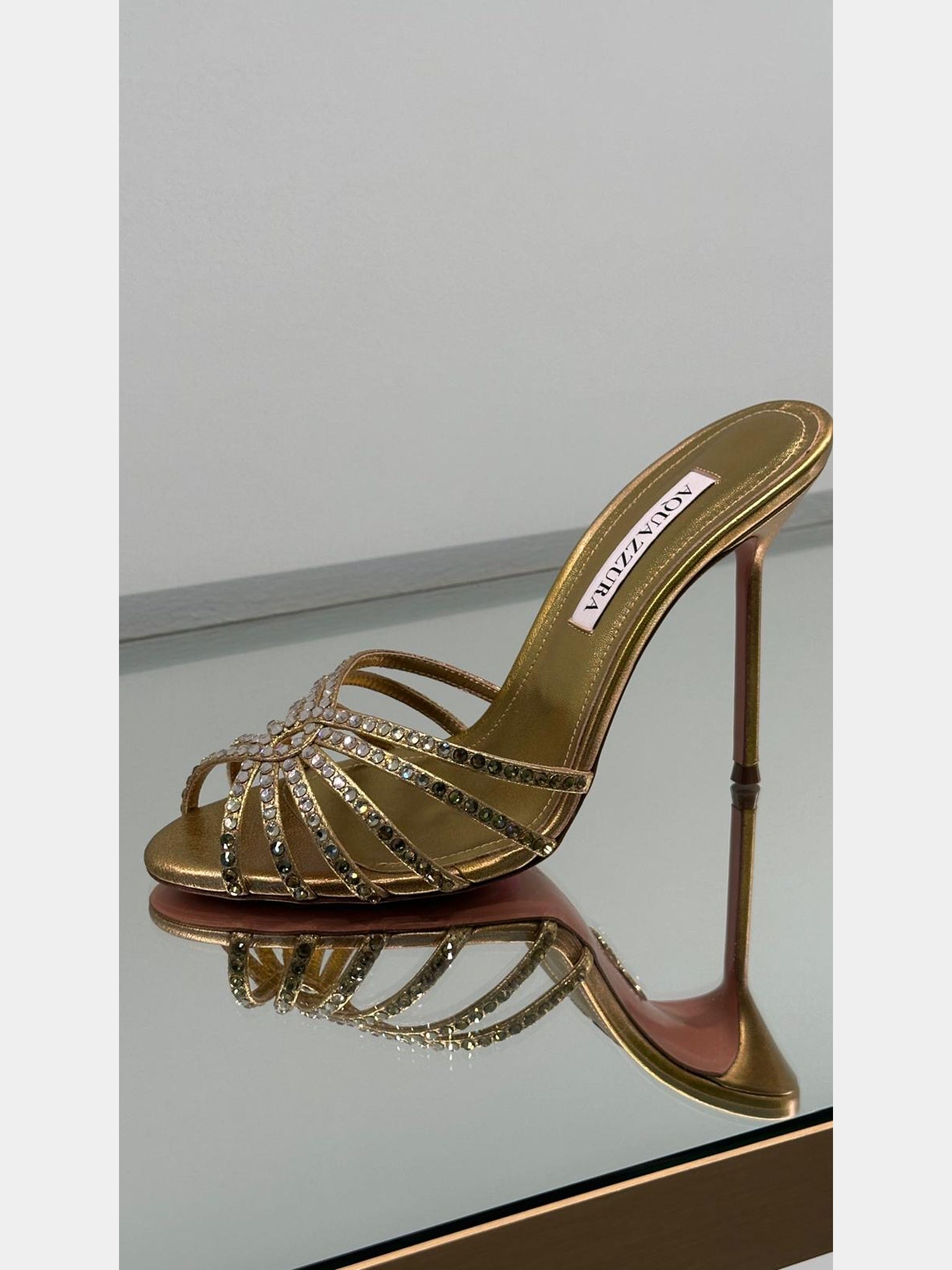 Aquazzura Flow 110mm crystal embellished sandalsAquazzura