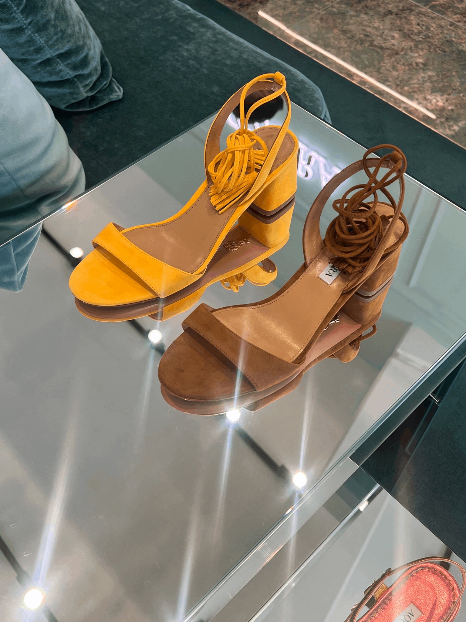 Aquazzura Yellow Heel SandalsAquazzura