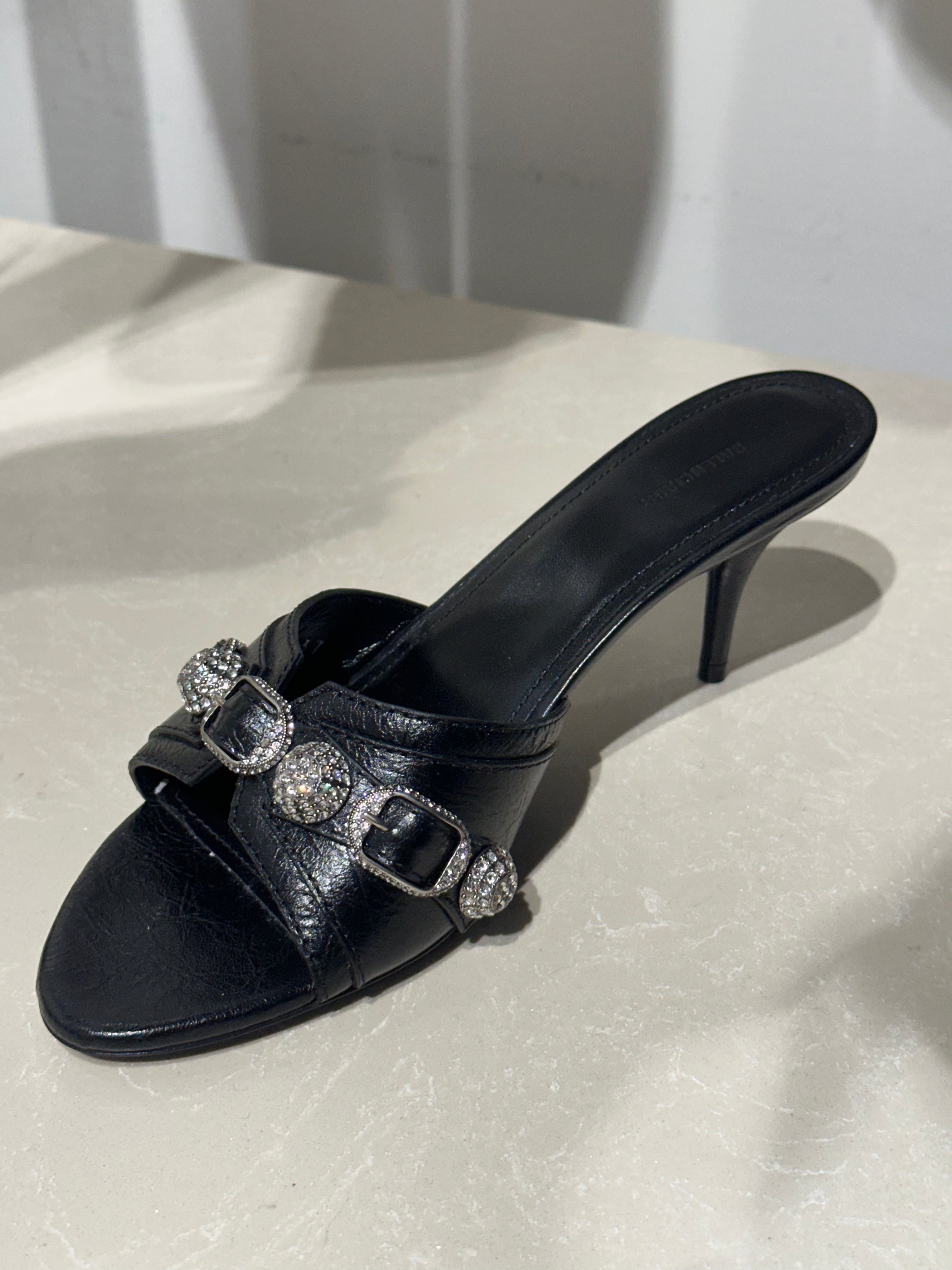 Balenciaga black and silver heelsBalenciaga