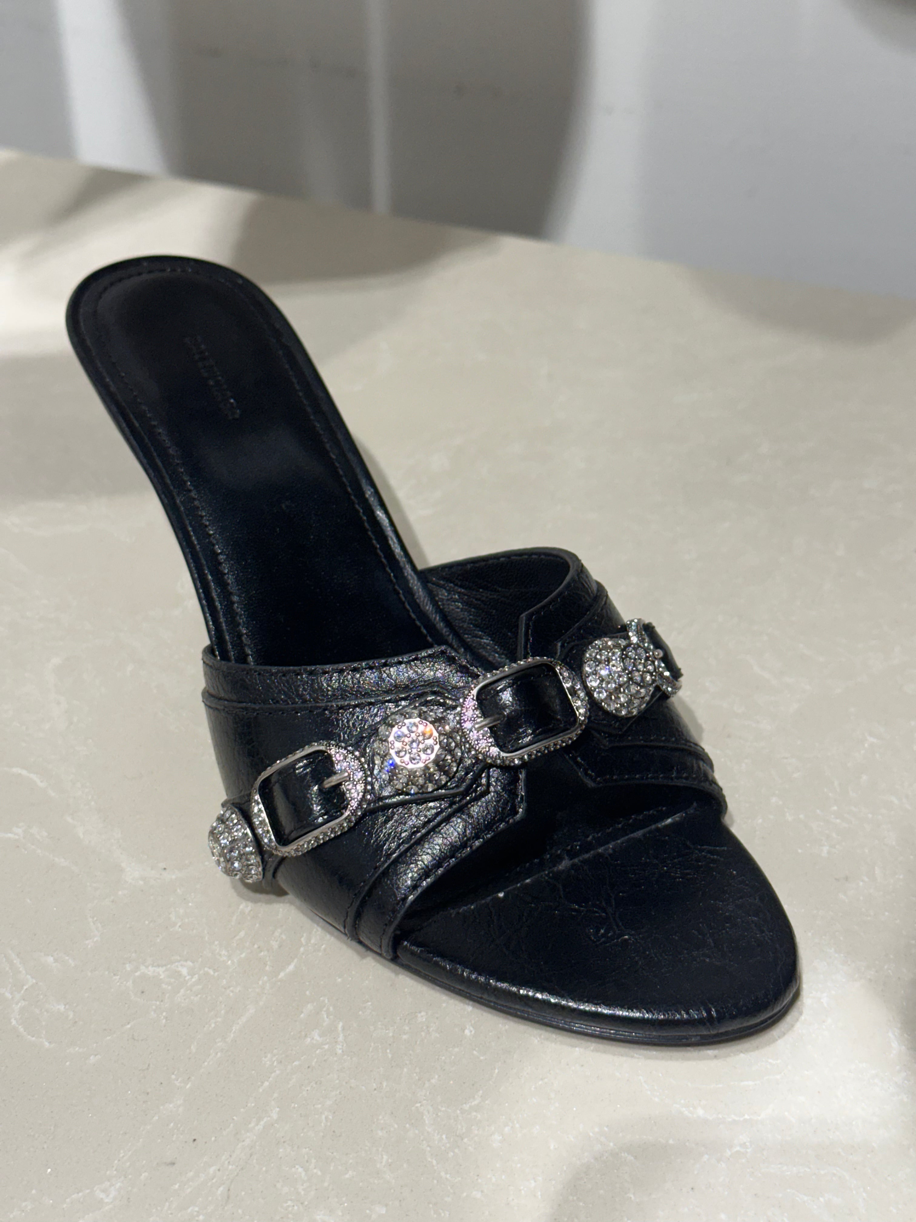 Balenciaga black and silver heelsBalenciaga