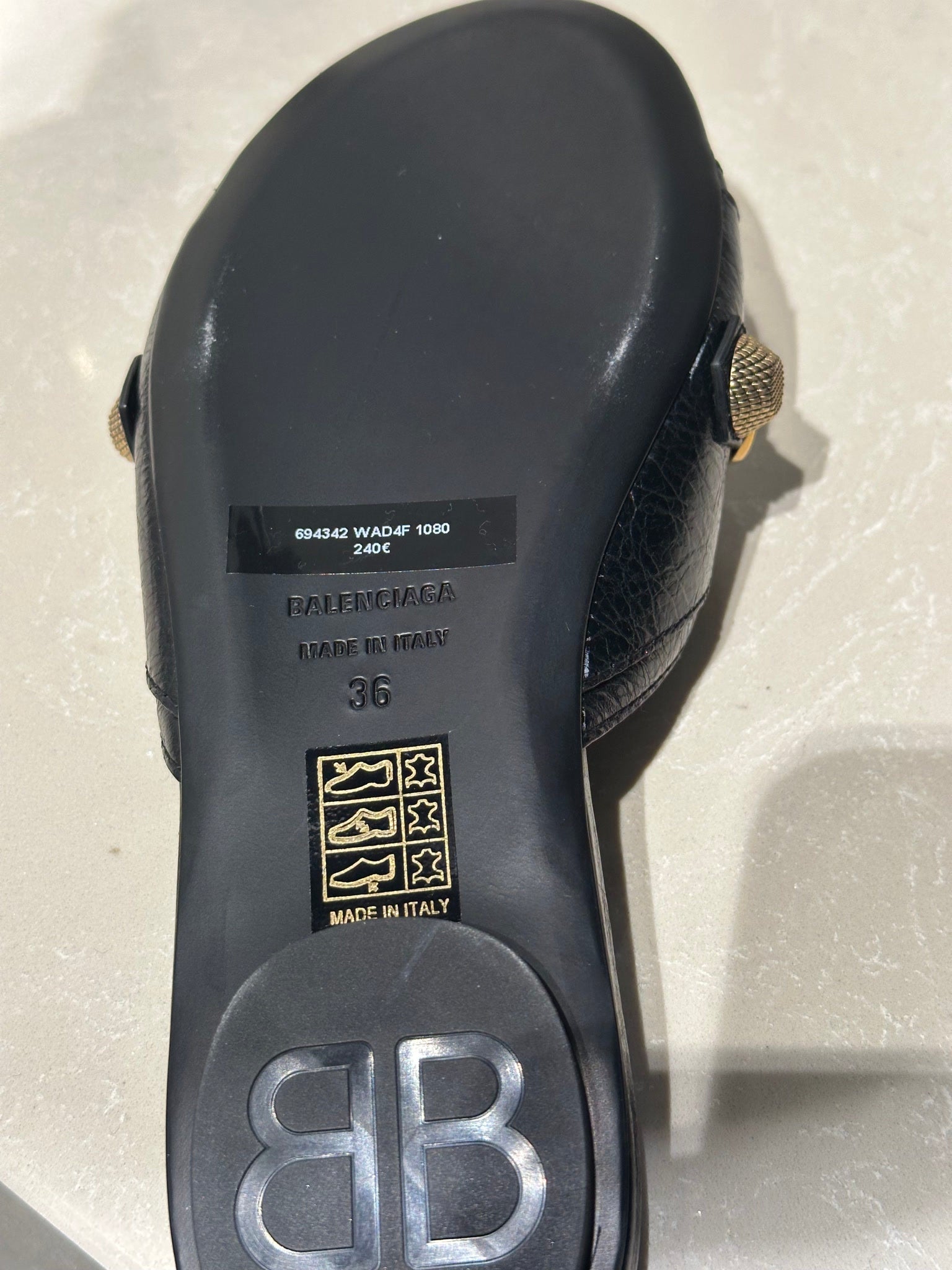 Balenciaga Cagole sandals black and goldBalenciaga