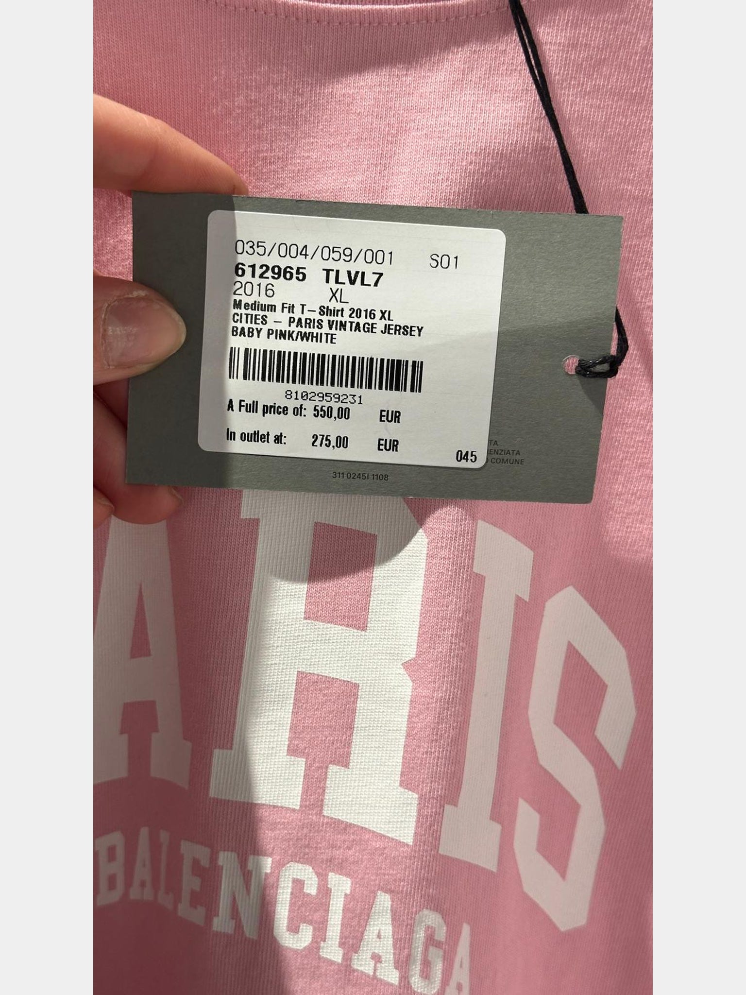 Balenciaga Cities – Paris Vintage Jersey Baby Pink/WhiteBalenciaga