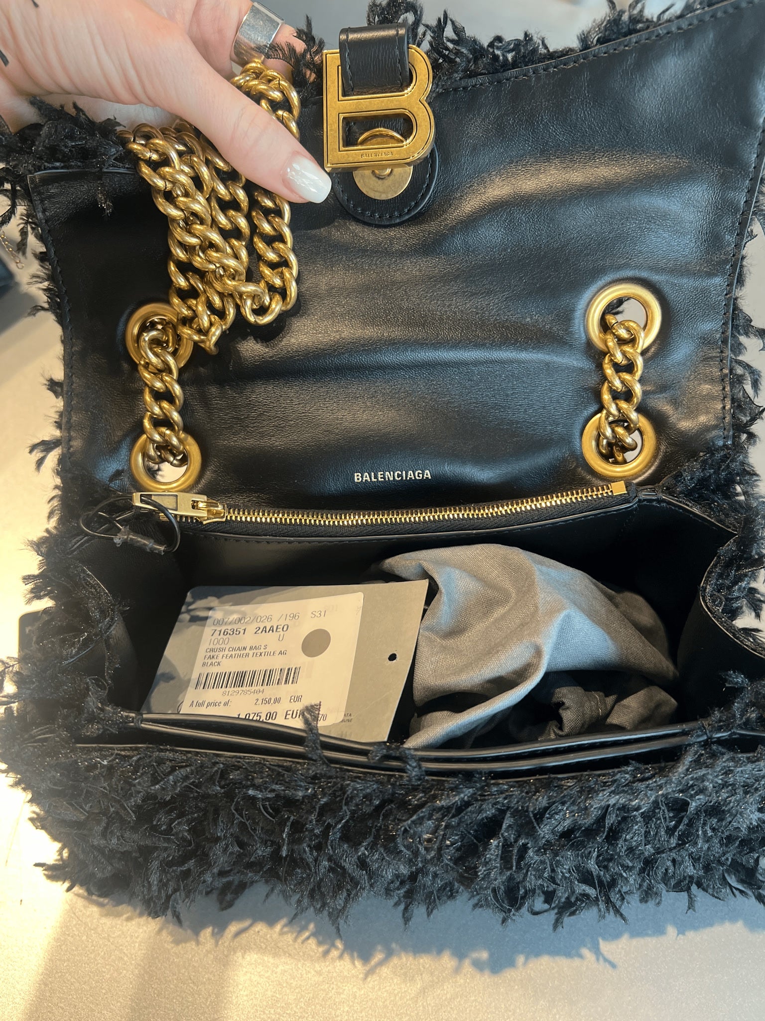 Balenciaga Damska torebka Crush Chain Bag czarnaBalenciaga