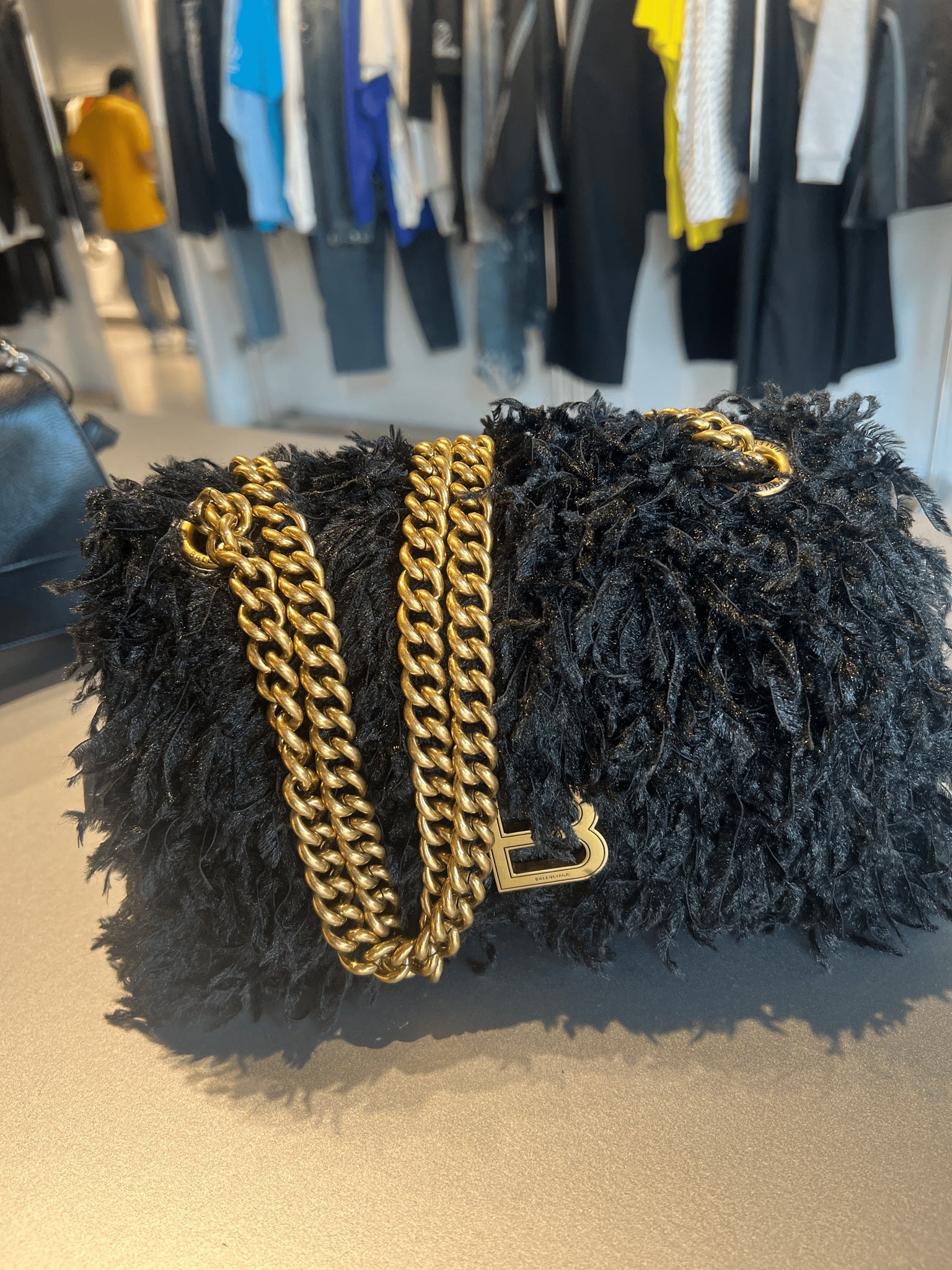 Balenciaga Damska torebka Crush Chain Bag czarnaBalenciaga