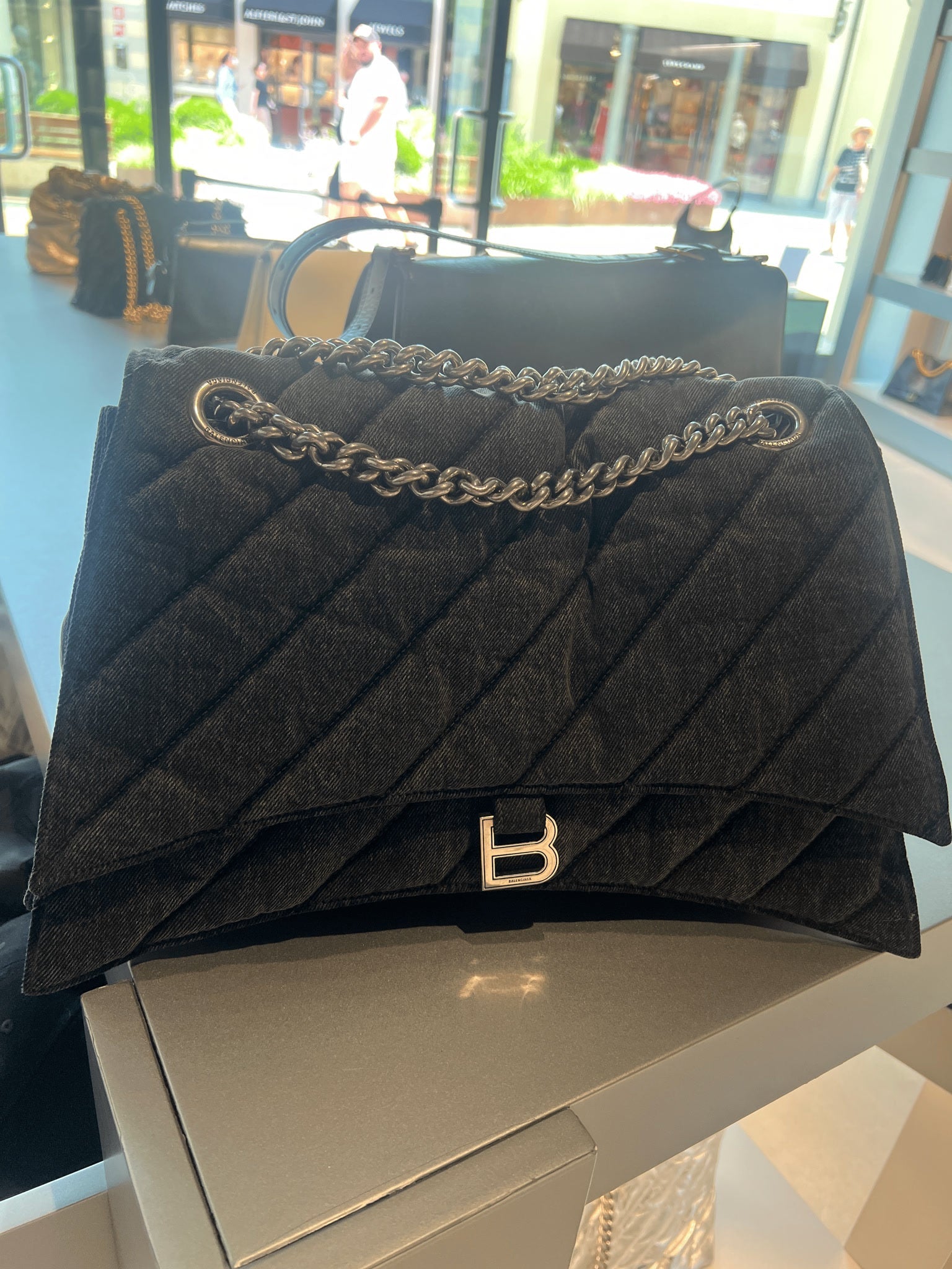 Balenciaga Damska torebka Crush Chain czarnaBalenciaga