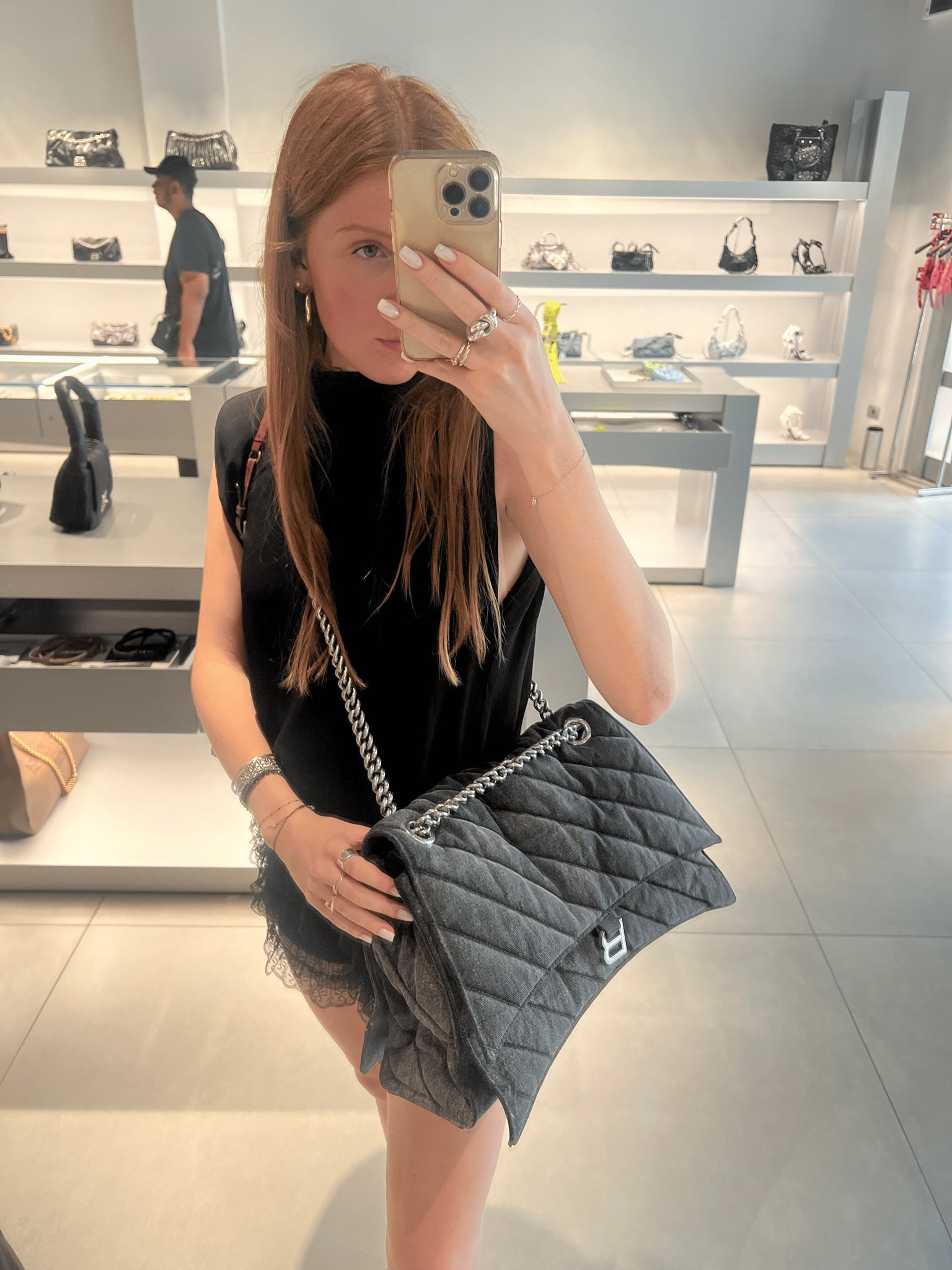Balenciaga Damska torebka Crush Chain czarnaBalenciaga