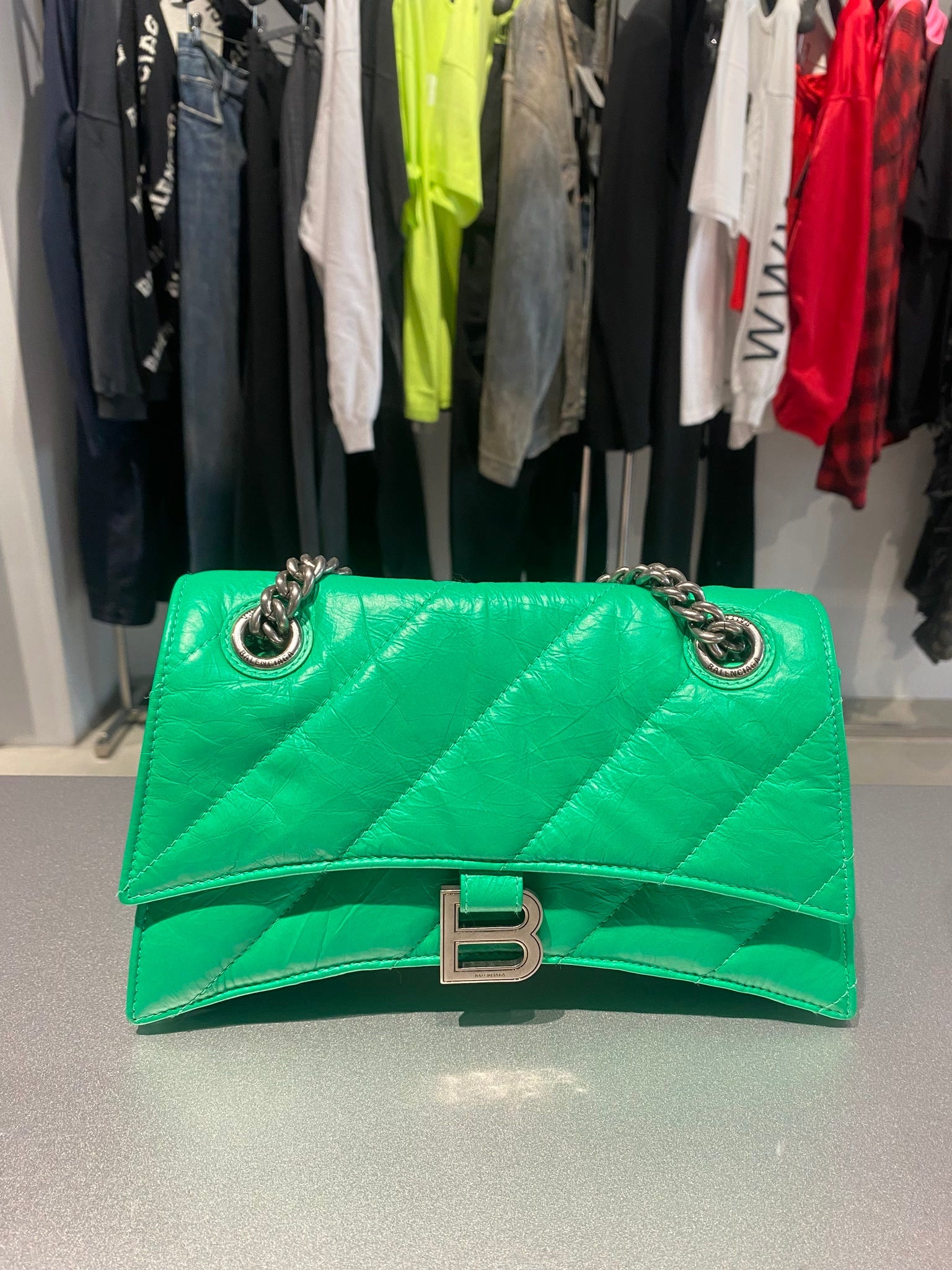 Balenciaga Damska torebka Crush Chain Vivid GreenBalenciaga