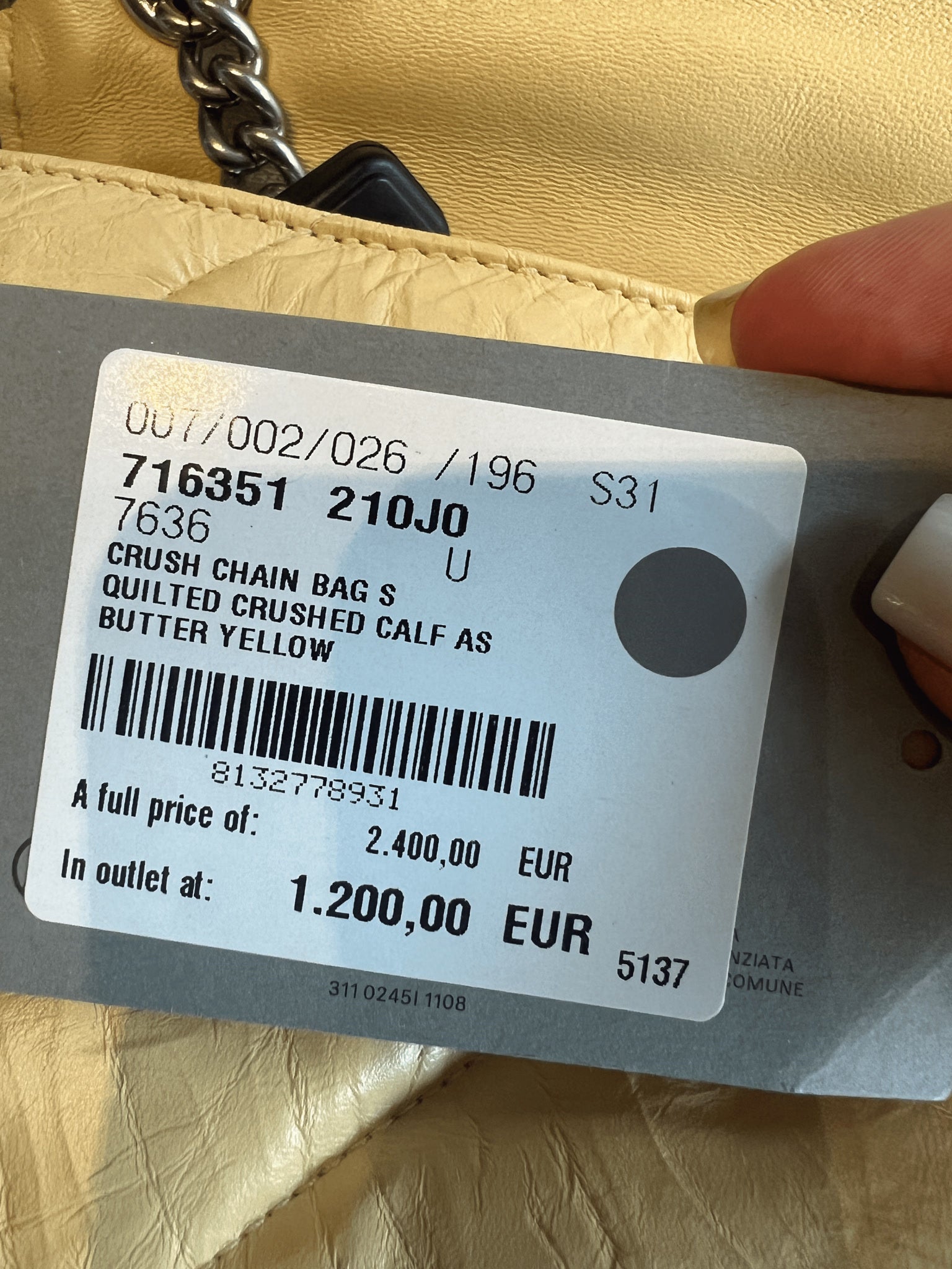 Balenciaga Damska torebka Crush Chain żółtyBalenciaga