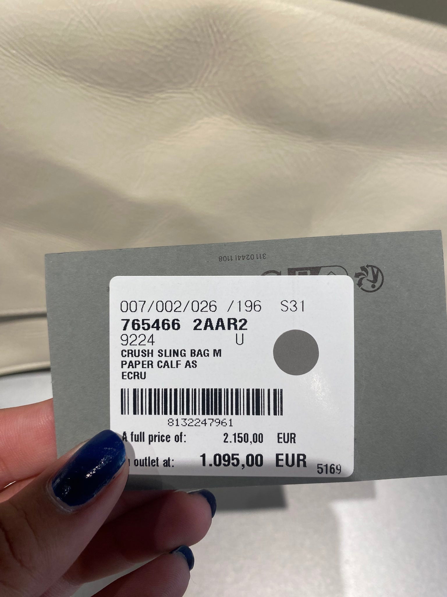 Balenciaga Damska torebka Crush Sling EcruBalenciaga