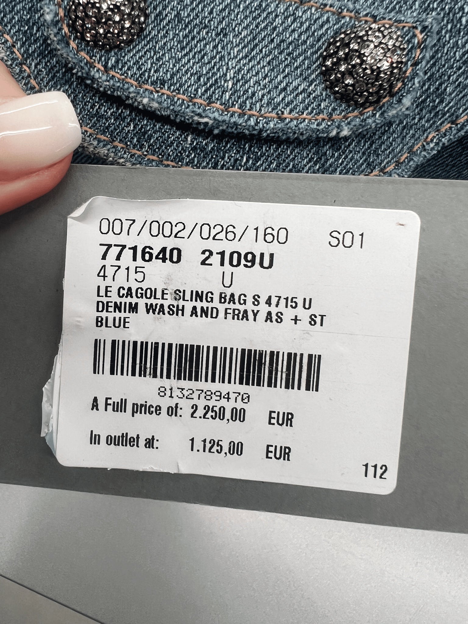 Balenciaga Damska torebka denim niebieska Le CagoleBalenciaga
