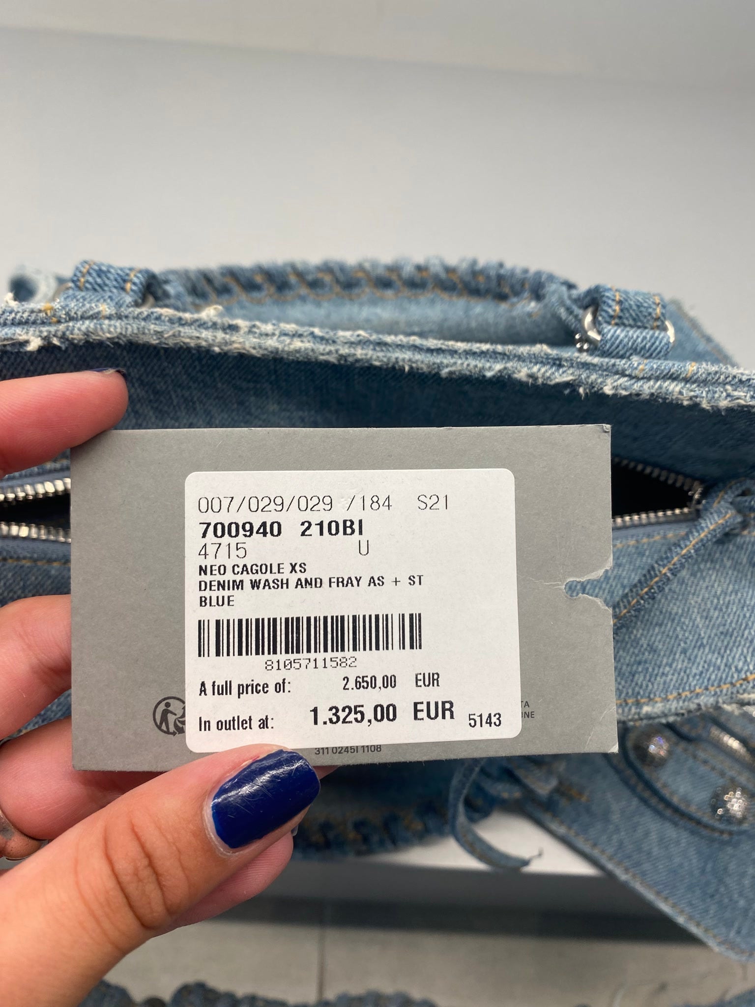 Balenciaga Damska torebka denim niebieska Neo Cagole XSBalenciaga