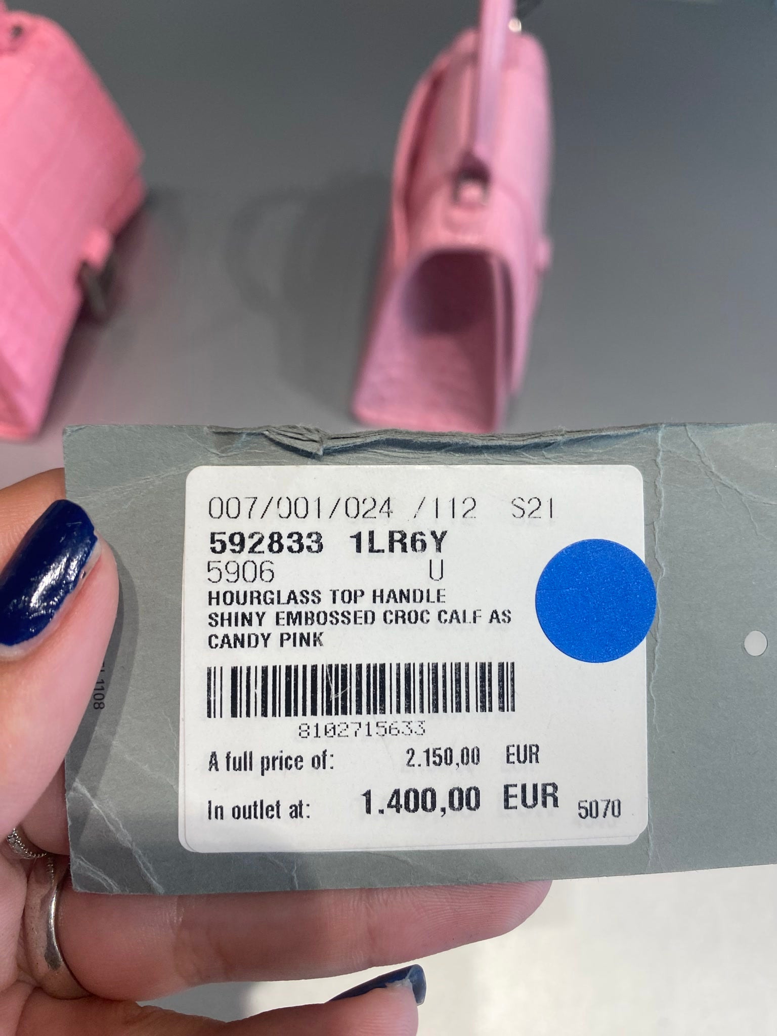 Balenciaga Damska torebka Hourglass Candy PinkBalenciaga