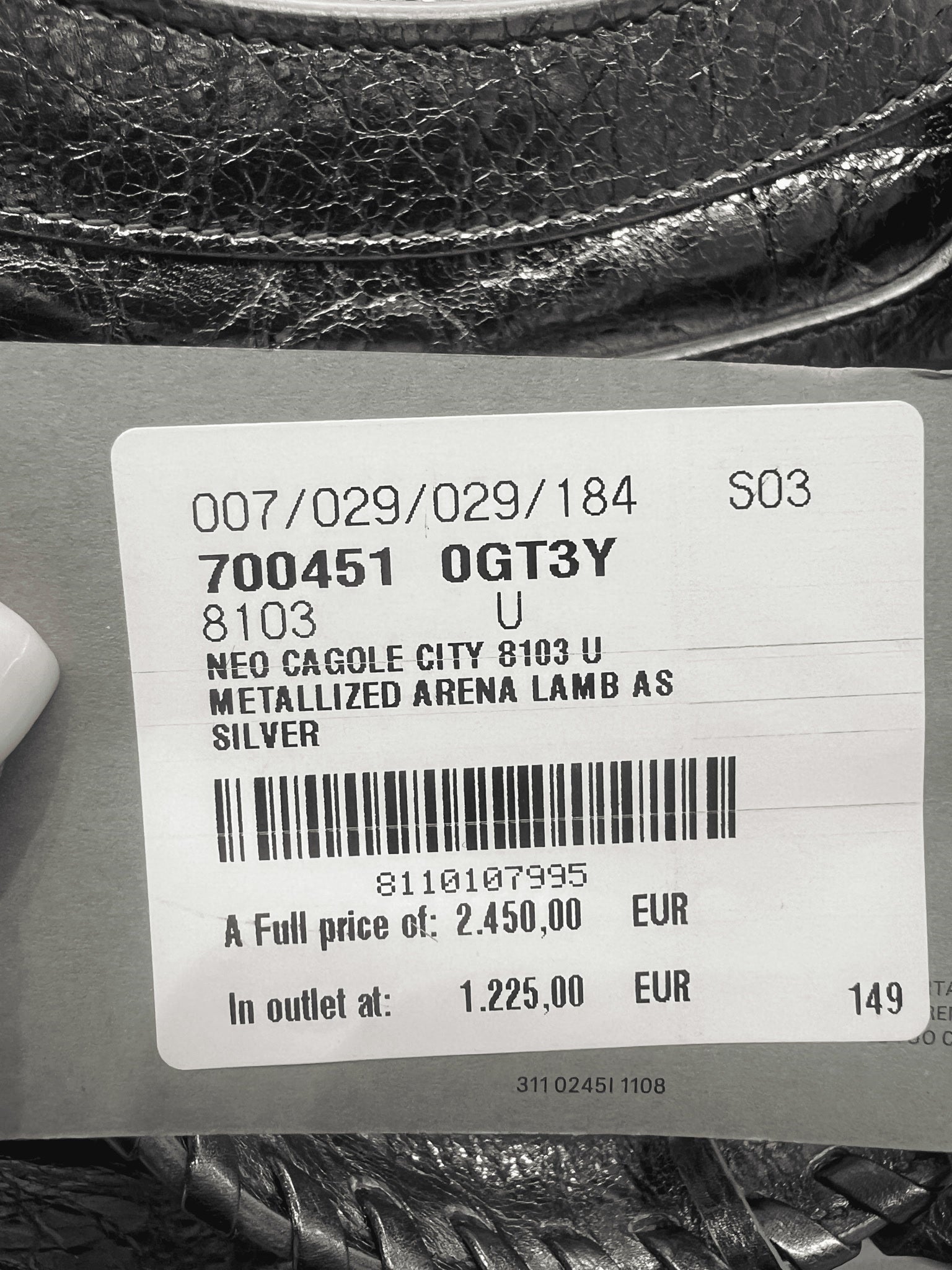 Balenciaga Damska torebka metalizowana srebrnaBalenciaga
