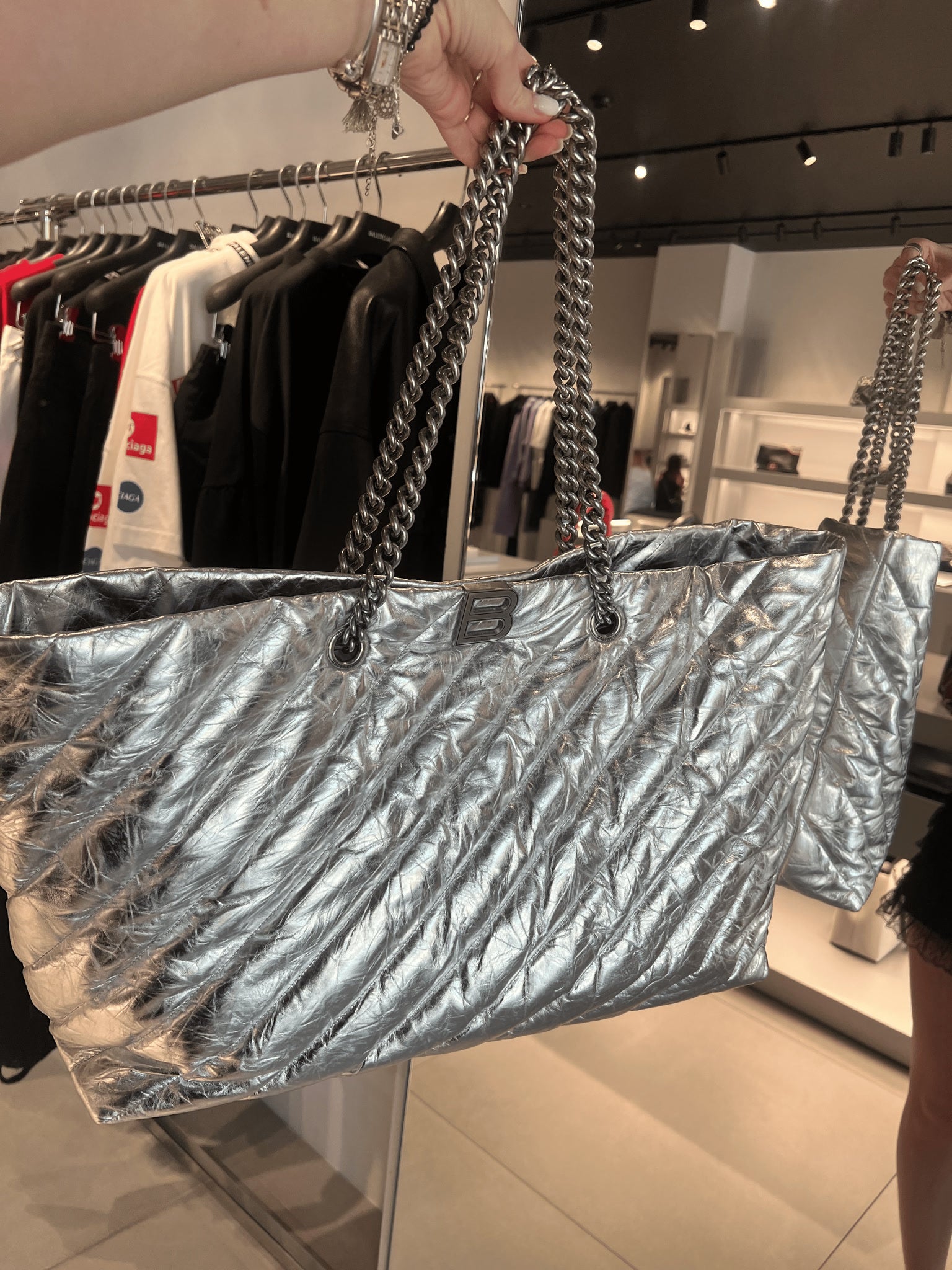 Balenciaga Damska torebka metalizowana srebrnaBalenciaga