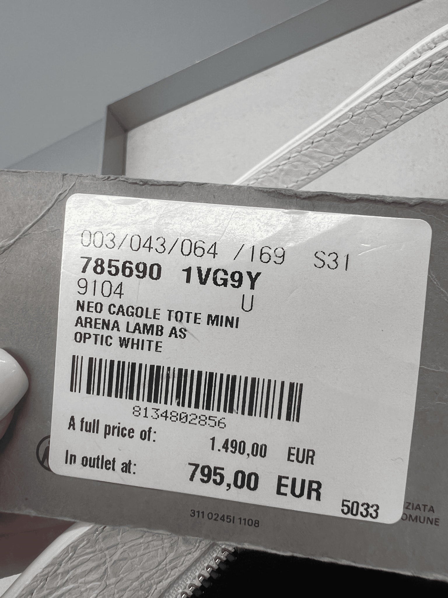 Balenciaga Damska torebka na ramię skórzana białaBalenciaga