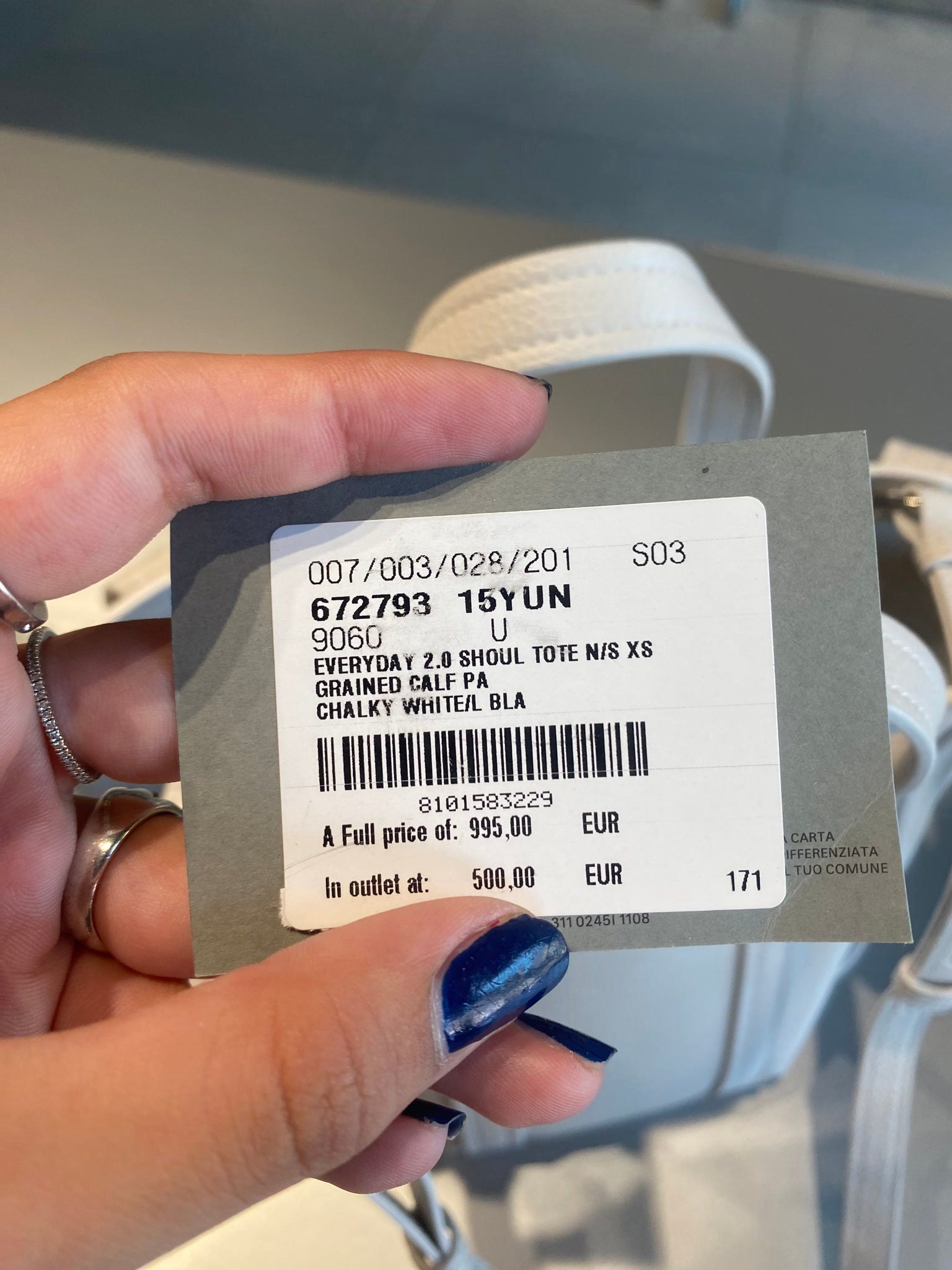 Balenciaga Damska torebka skórzana kredowa białaBalenciaga