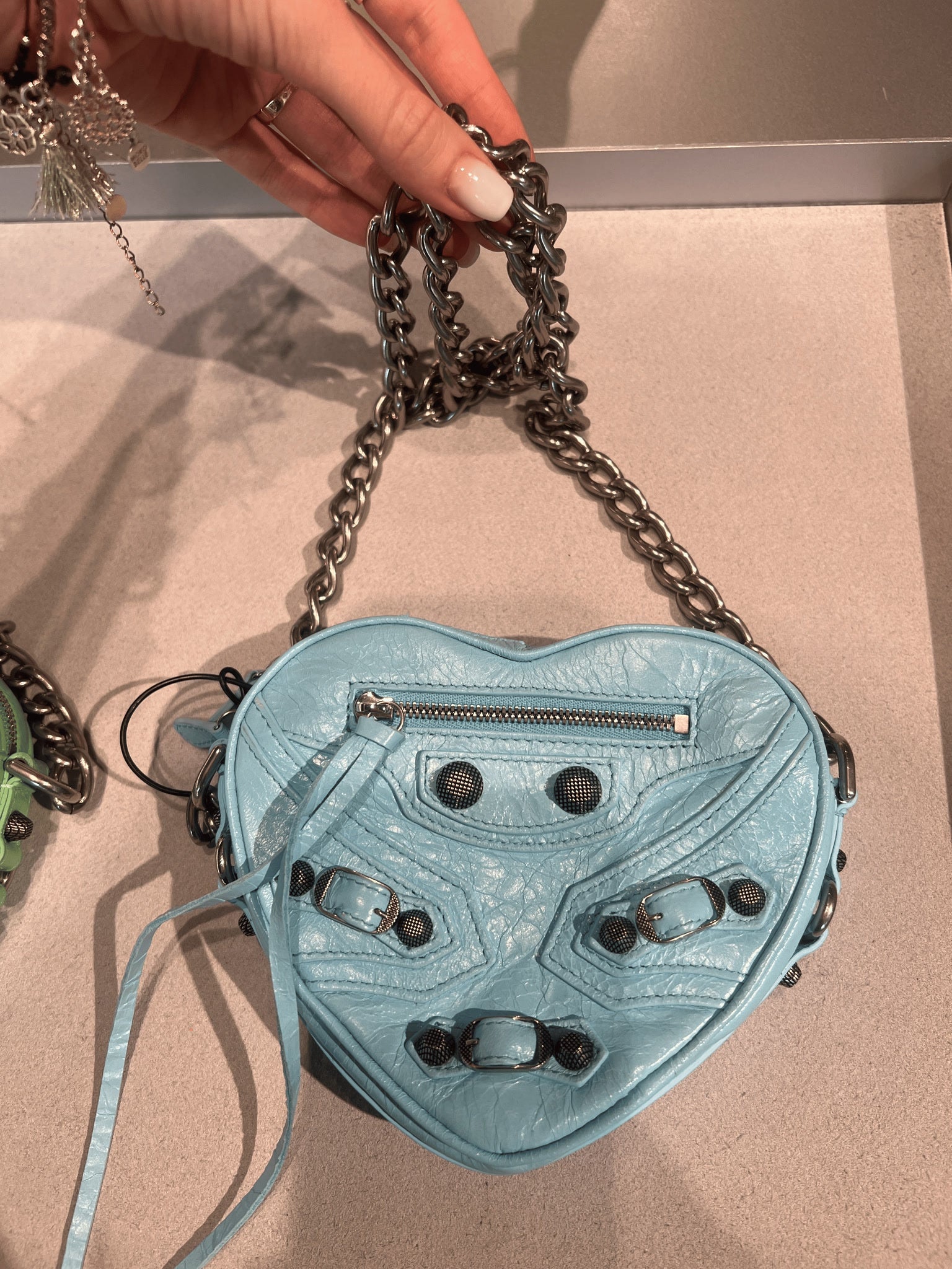 Balenciaga Damska torebka skórzana Sea BlueBalenciaga