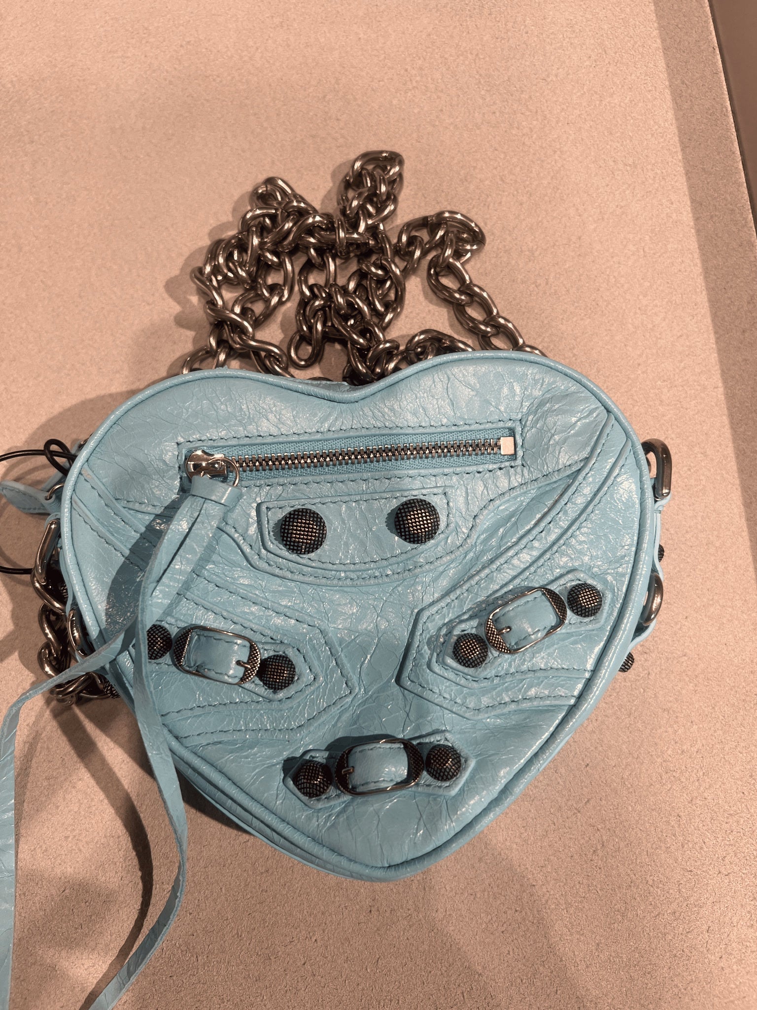 Balenciaga Damska torebka skórzana Sea BlueBalenciaga