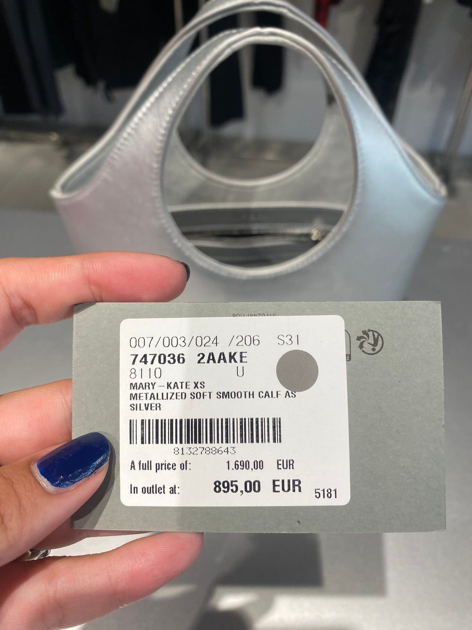 Balenciaga Damska torebka skórzana srebrna Mary - KateBalenciaga