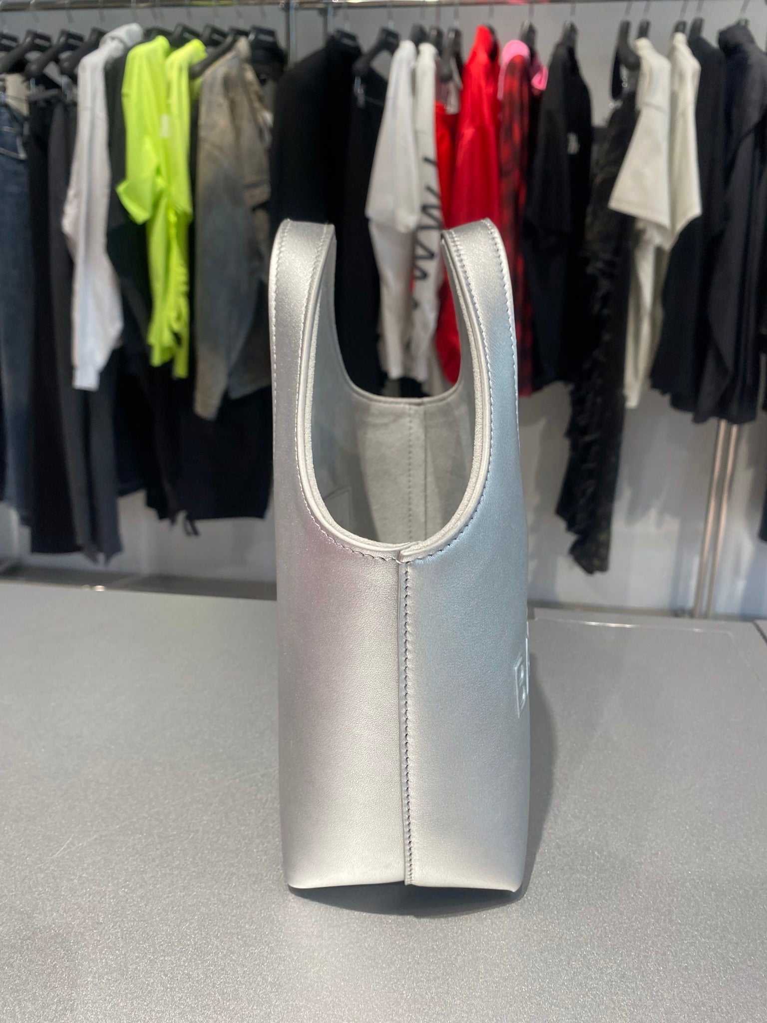 Balenciaga Damska torebka skórzana srebrna Mary - KateBalenciaga