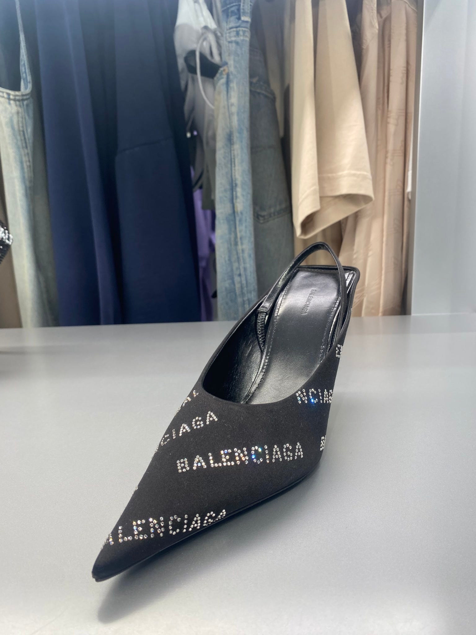 Balenciaga Damskie szpilki czarne skórzaneBalenciaga