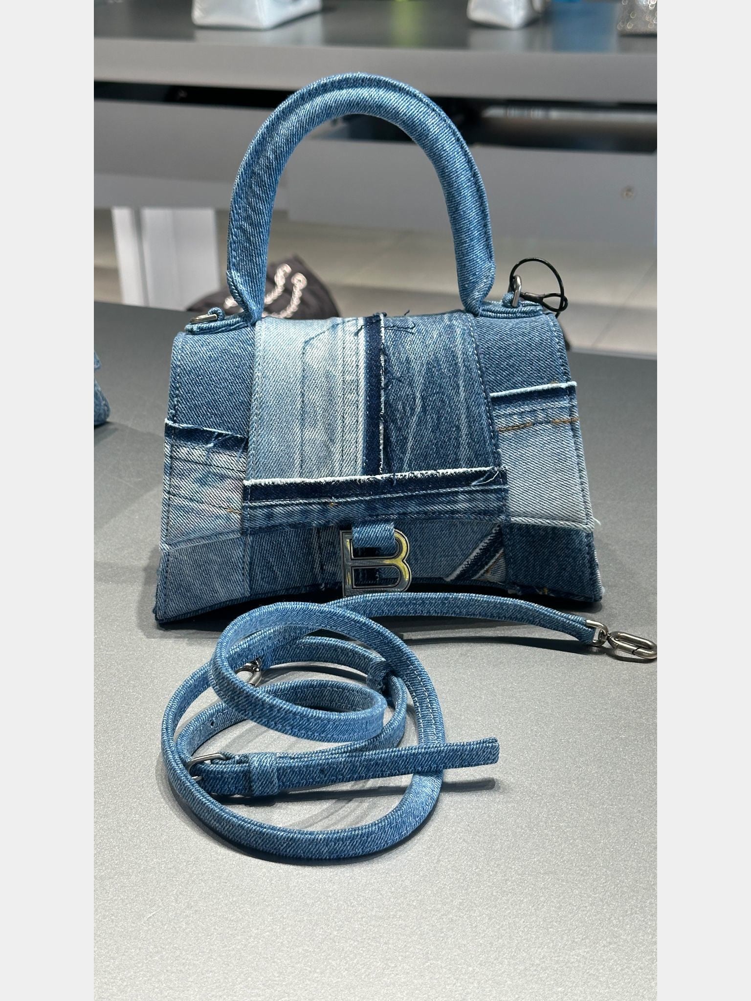 Balenciaga Hourglass Top Handle Denim BagBalenciaga