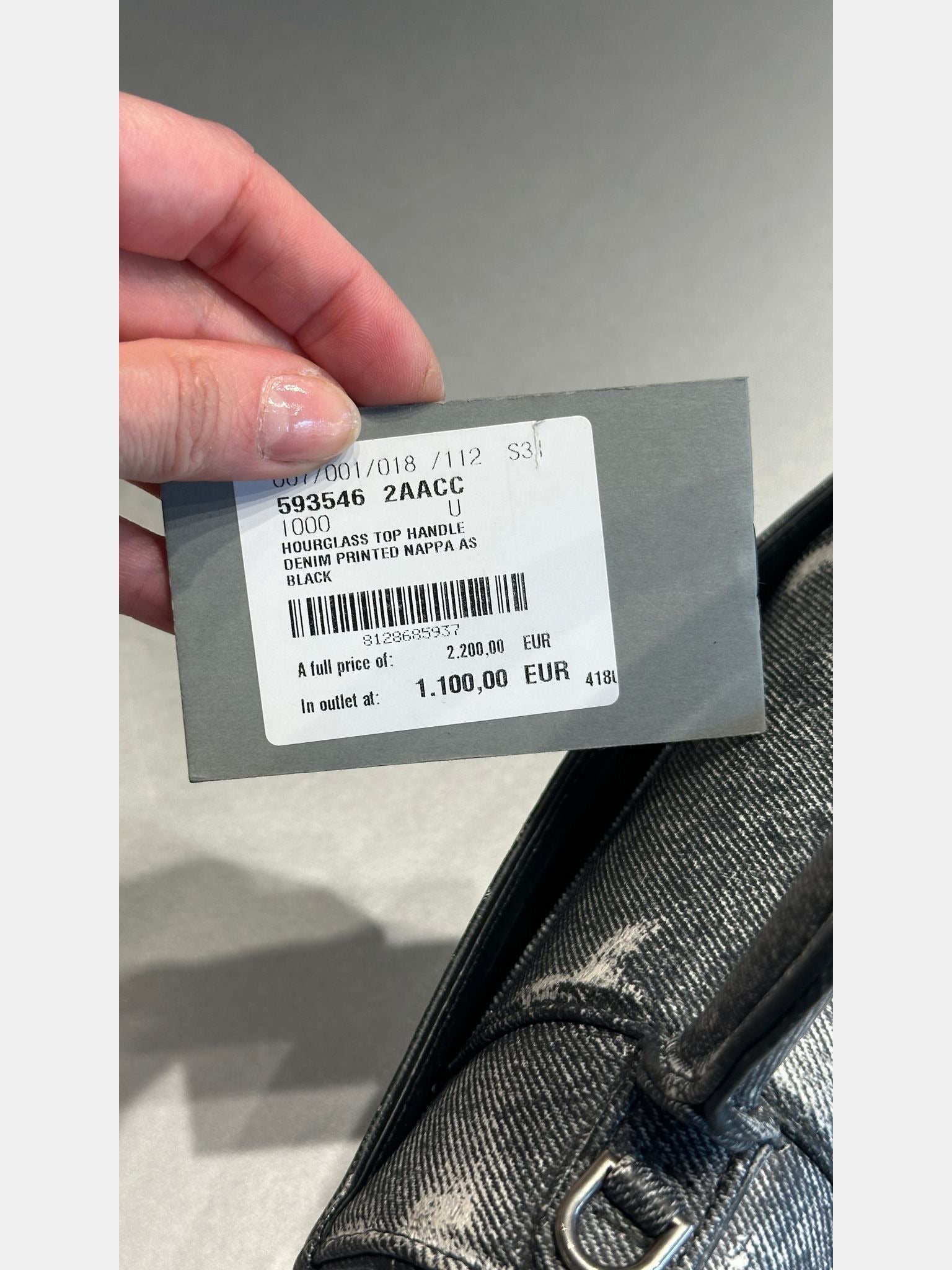 Balenciaga Hourglass Top Handle Denim Printed Nappa AS BlackBalenciaga