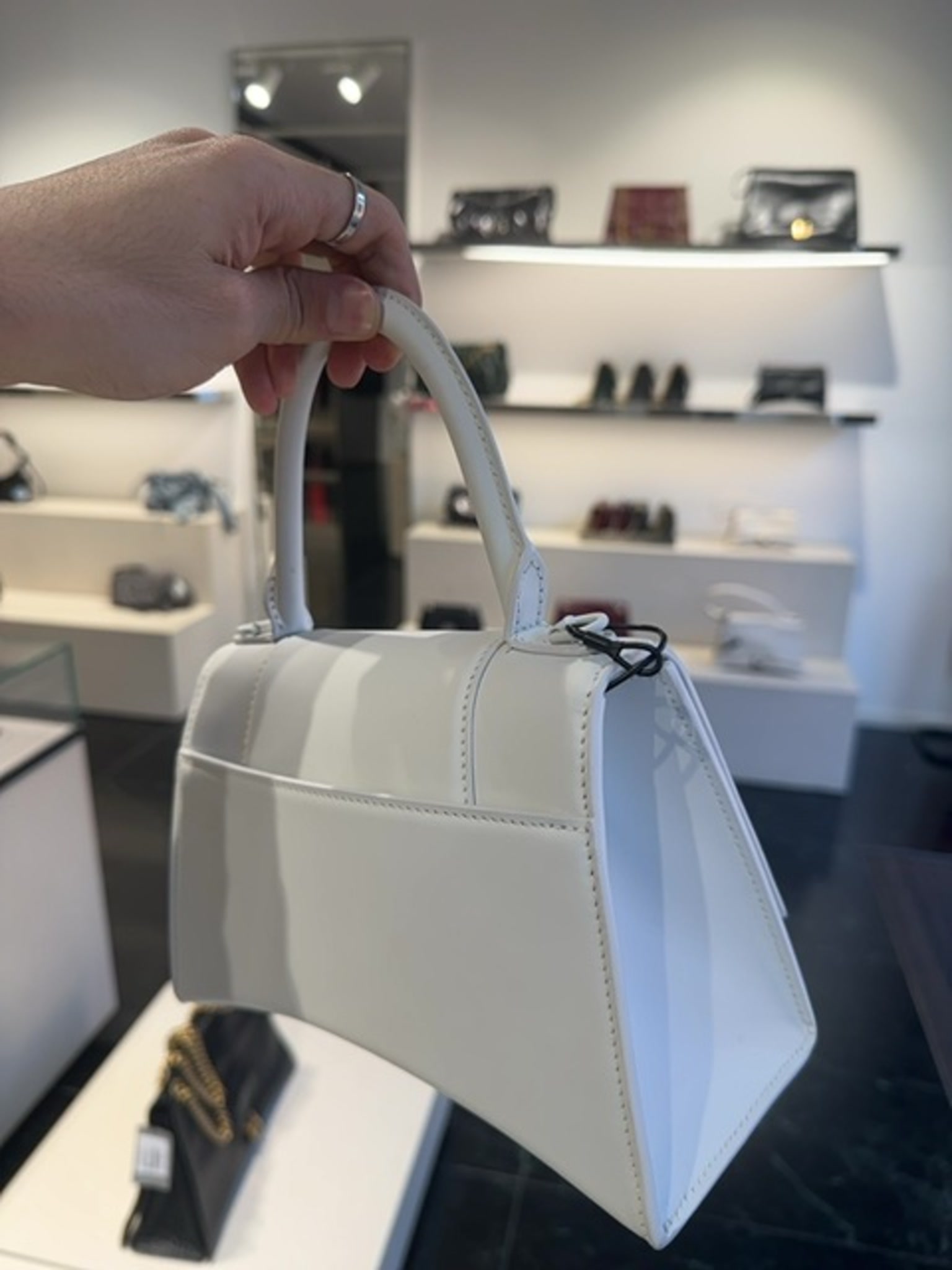 Balenciaga Hourglass Top Handle Optic WhiteBalenciaga