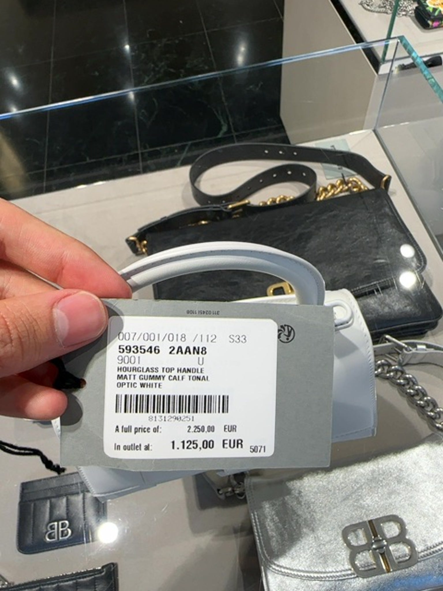 Balenciaga Hourglass Top Handle Optic WhiteBalenciaga