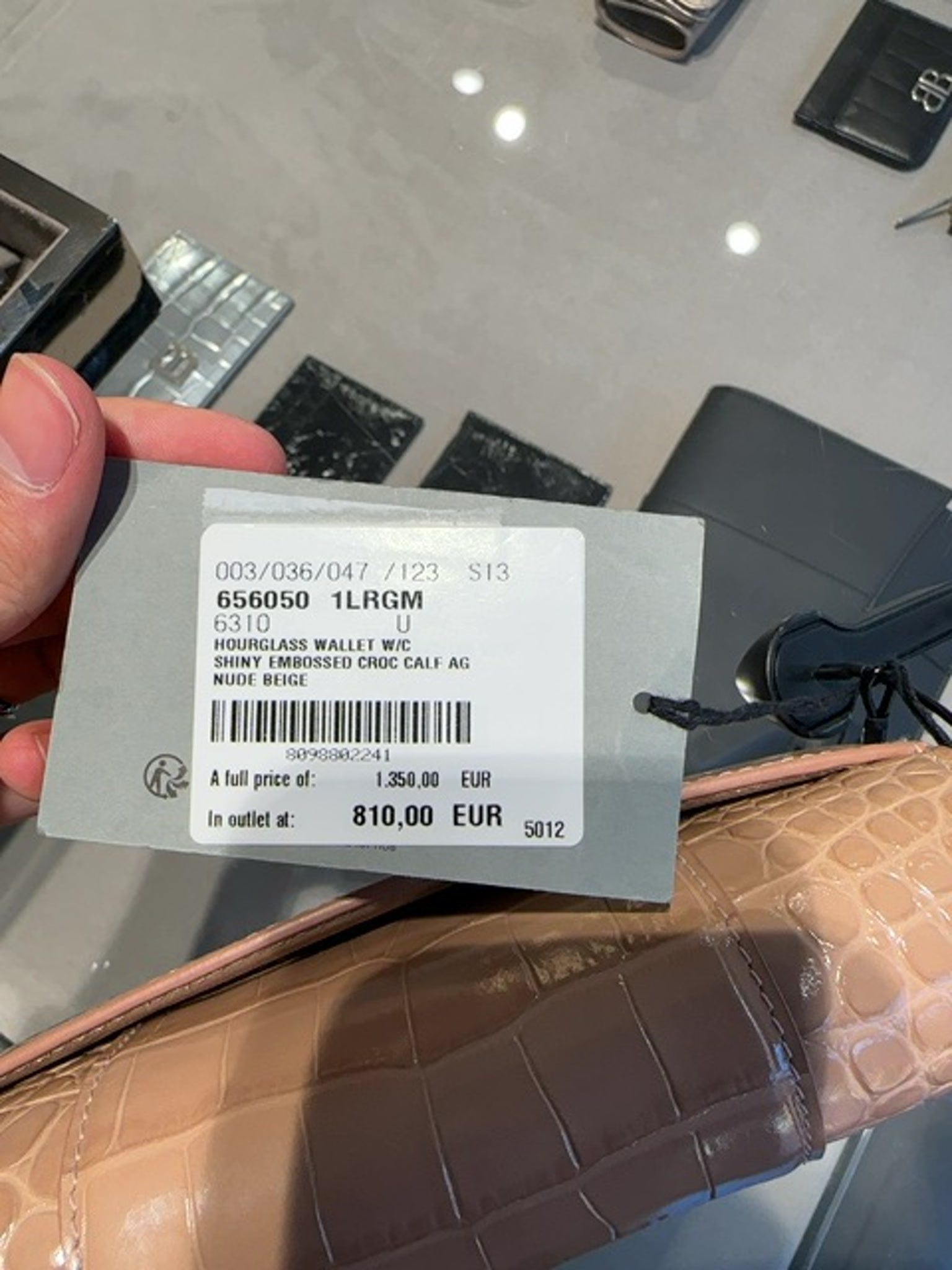 Balenciaga Hourglass Wallet Shiny Embossed Croc CalfBalenciaga