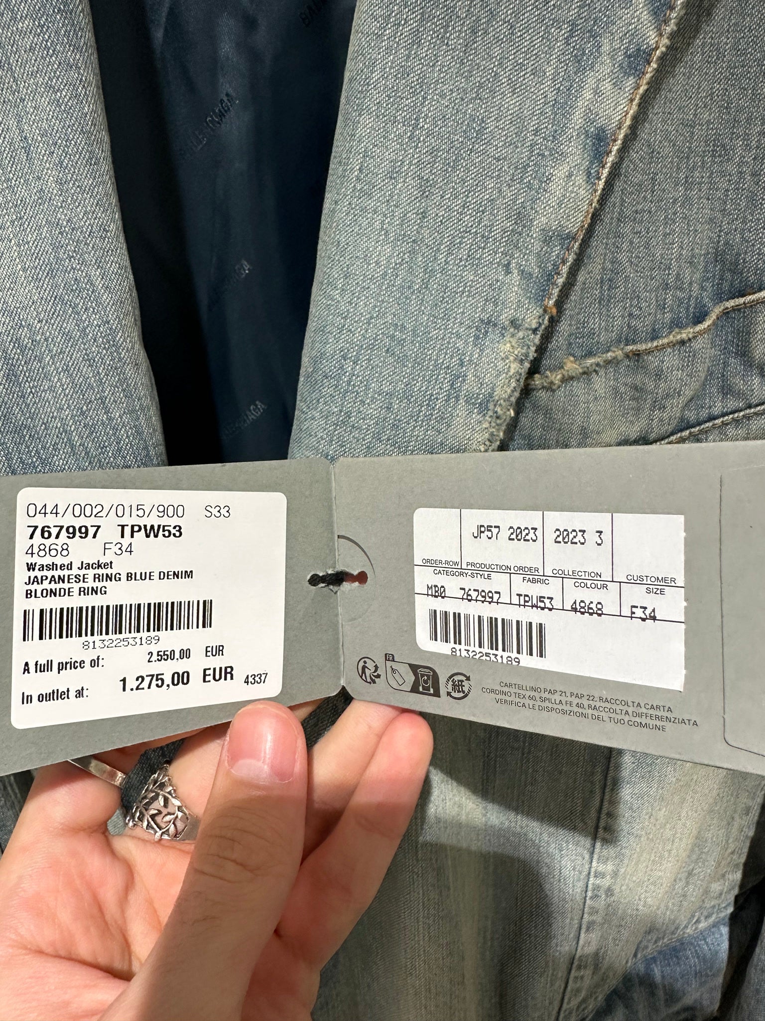 Balenciaga Japanese Ring Blue Denim Blonde RingBalenciaga