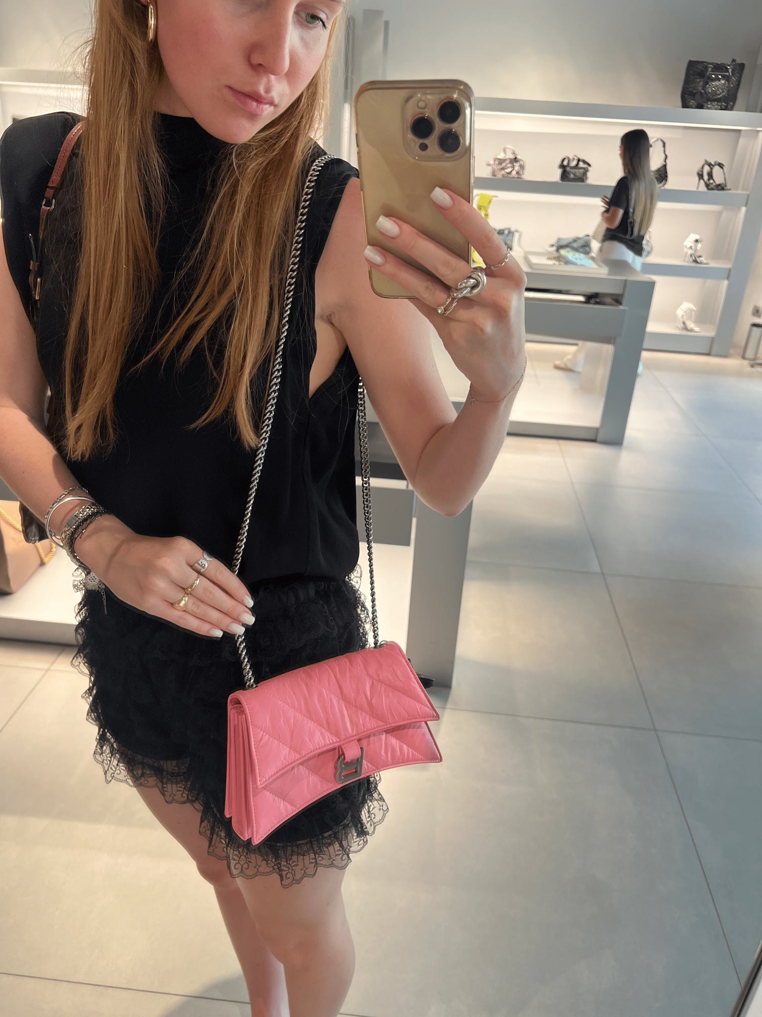 Balenciaga Torebka Damska Crush Chain XS RóżowaBalenciaga