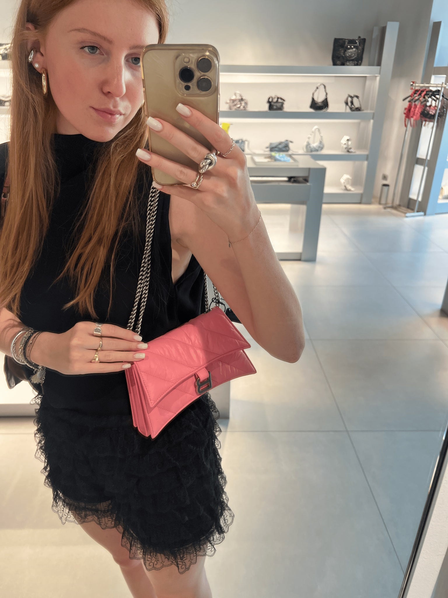 Balenciaga Torebka Damska Crush Chain XS RóżowaBalenciaga
