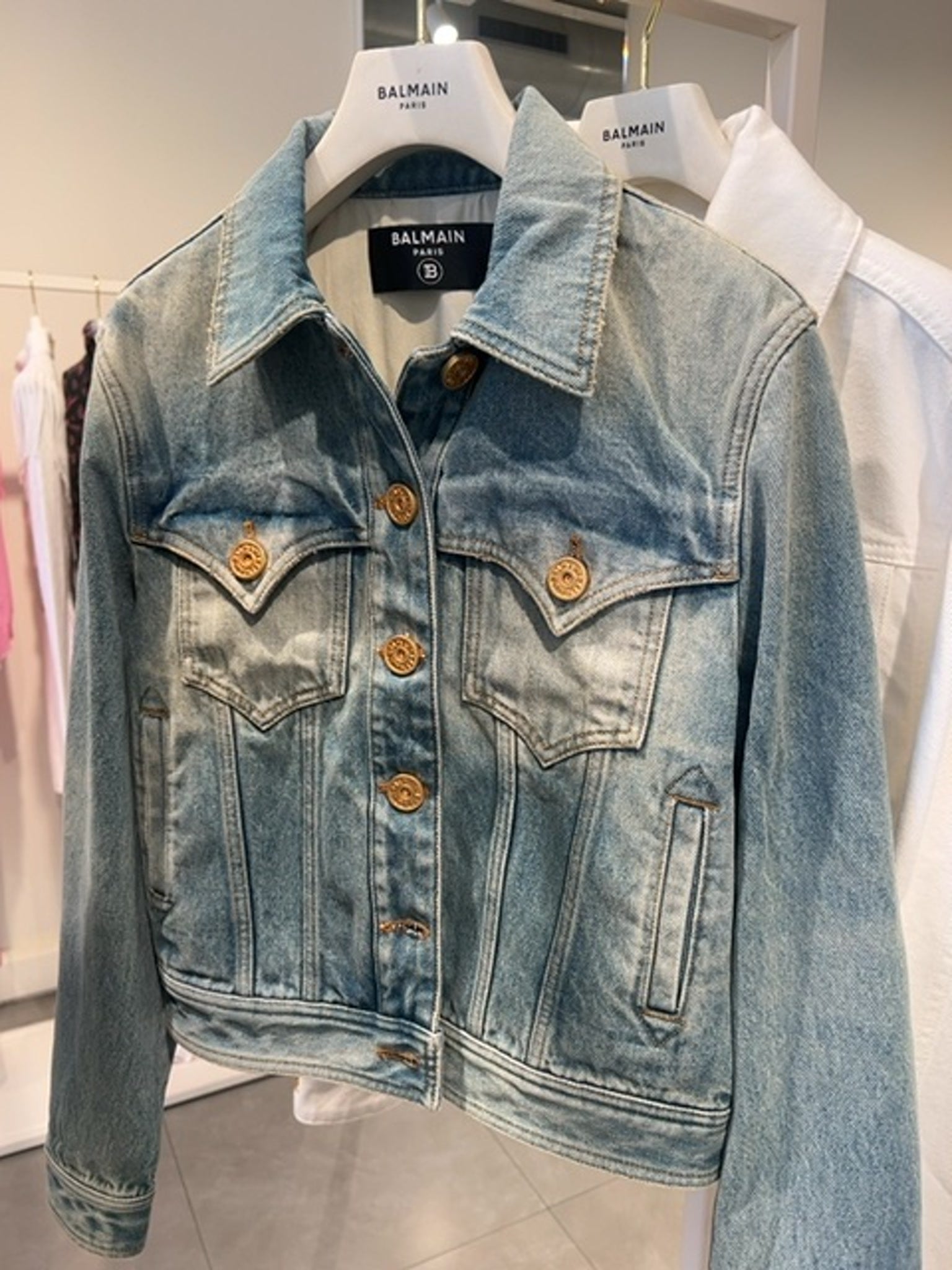 Balmain Damska kurtka jeansowa błękitnaBalmain