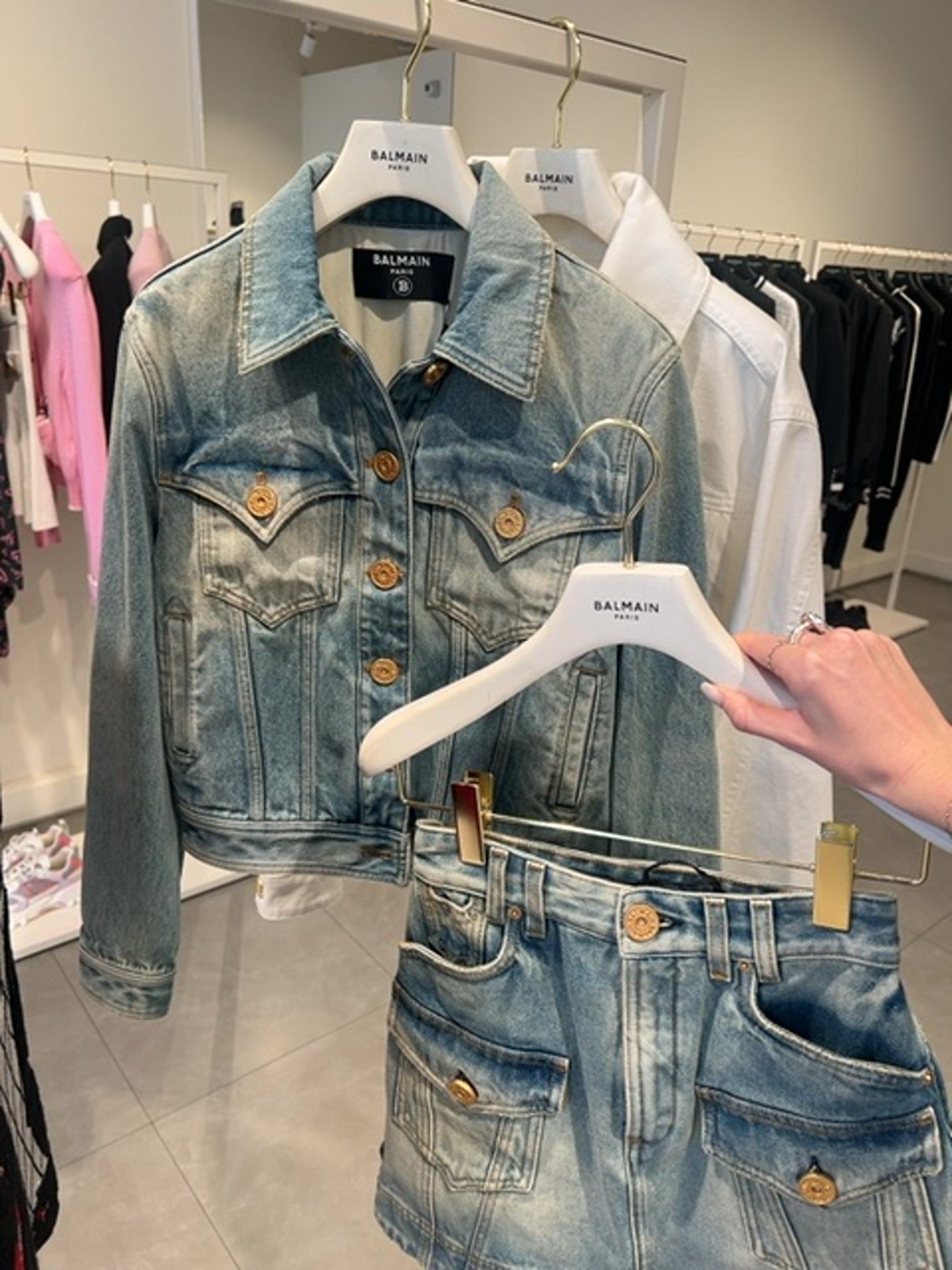 Balmain Damska kurtka jeansowa błękitnaBalmain