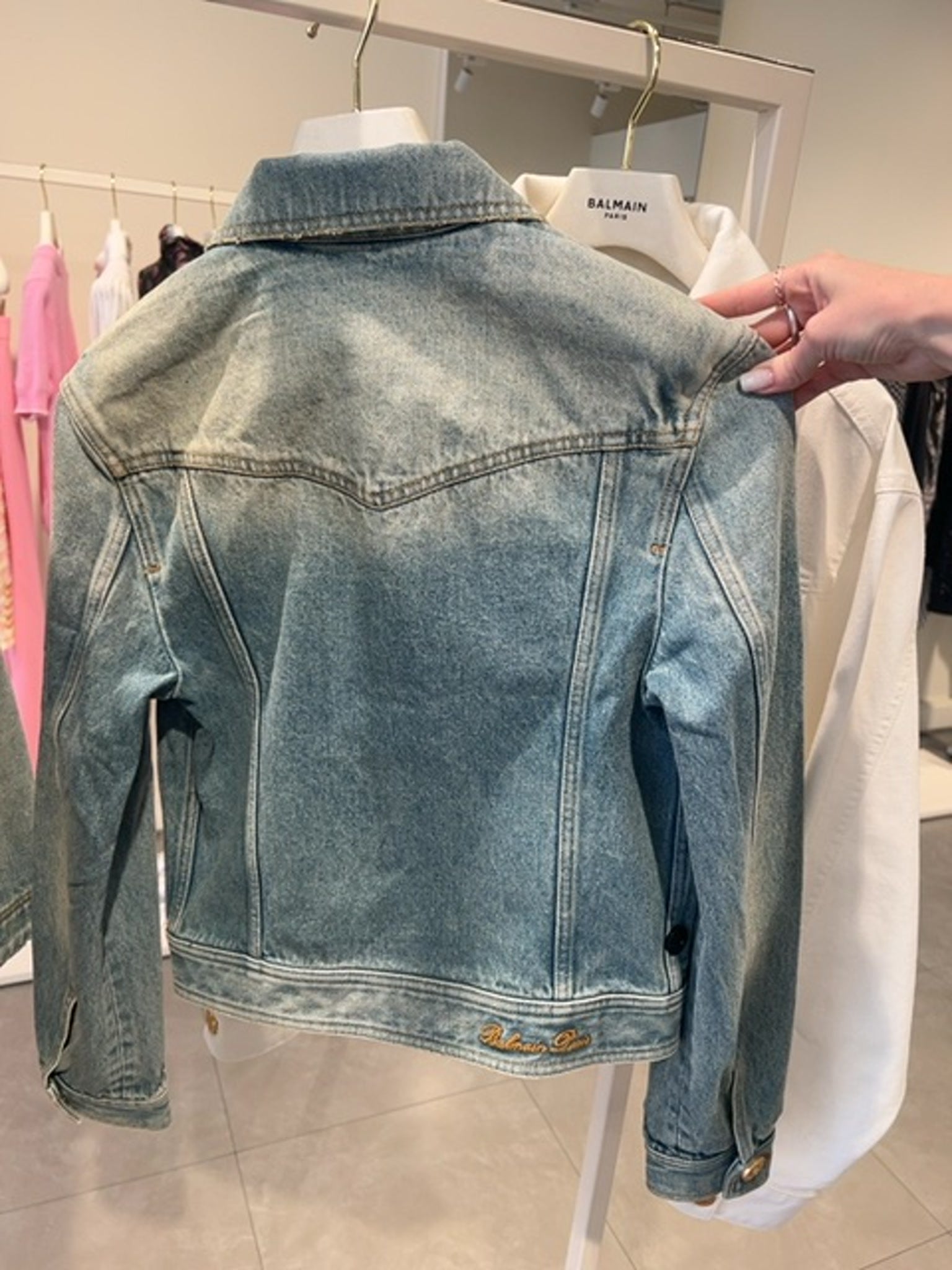 Balmain Damska kurtka jeansowa błękitnaBalmain