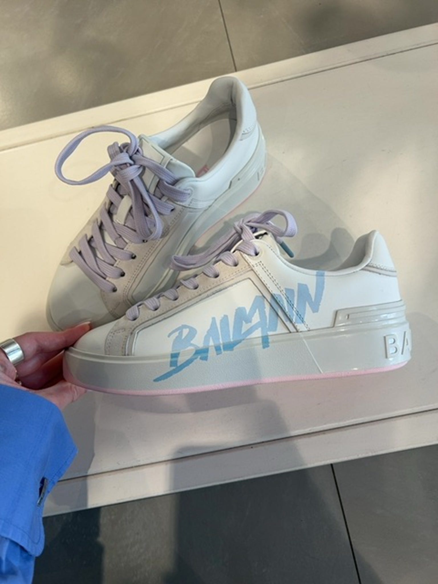 Balmain Damskie buty Court skórzane różoweBalmain