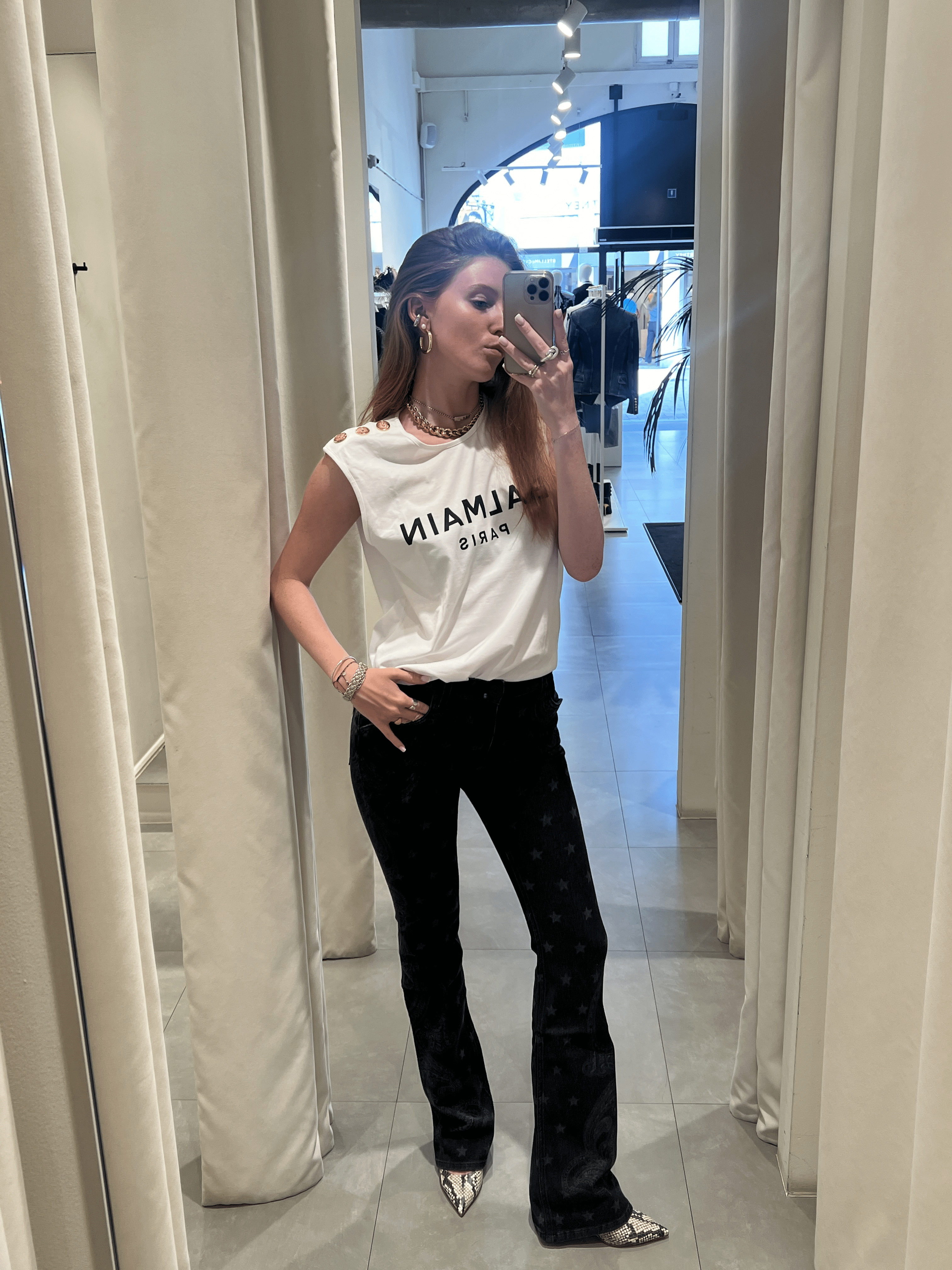Balmain Top CF1ED001BB02 Biały Relaxed FitBalmain