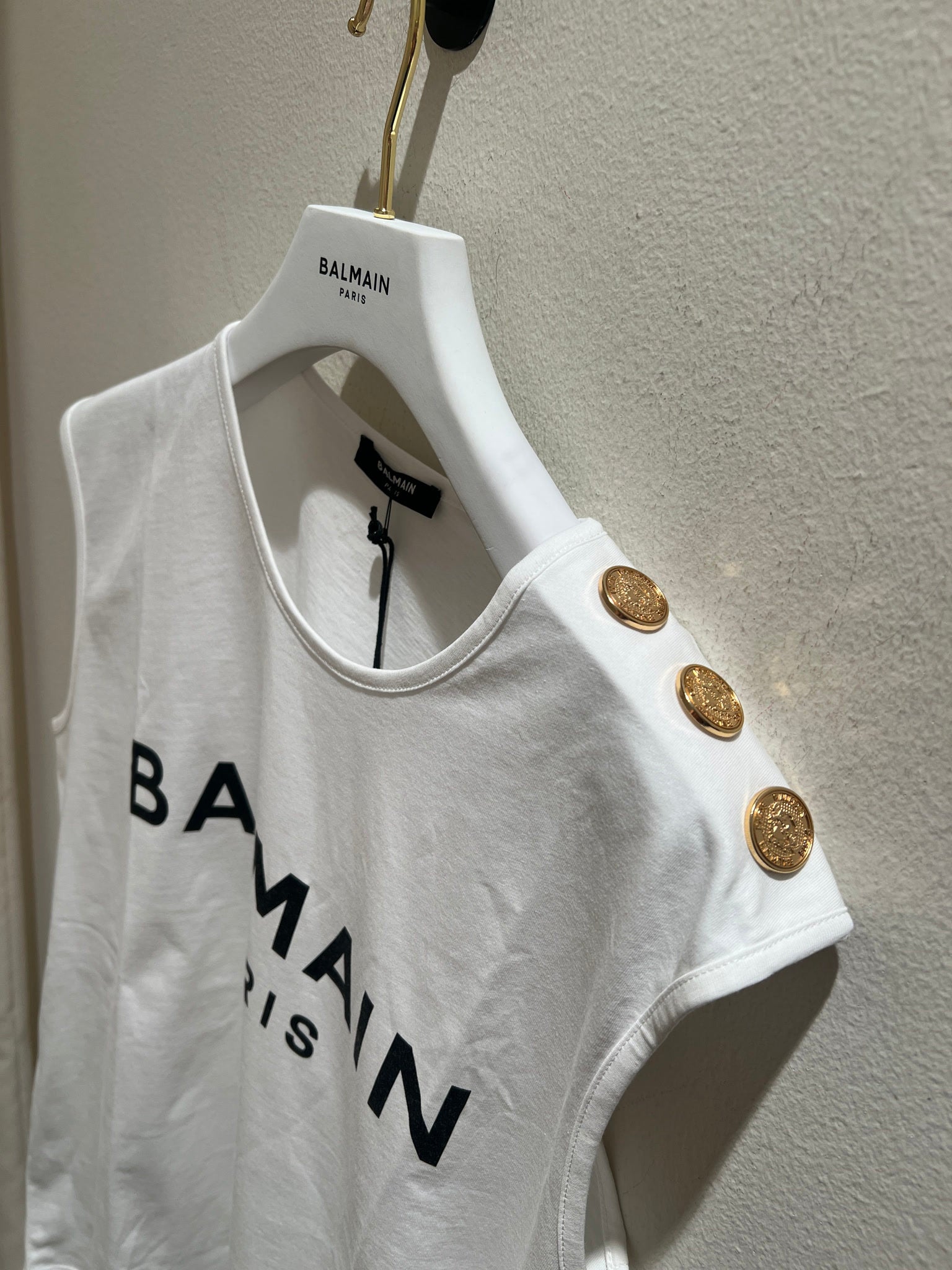 Balmain Top CF1ED001BB02 Biały Relaxed FitBalmain