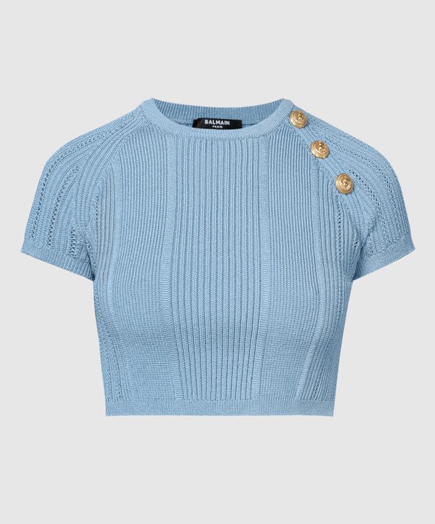 Balmain Top Damski Niebieski TeksturowanyBalmain