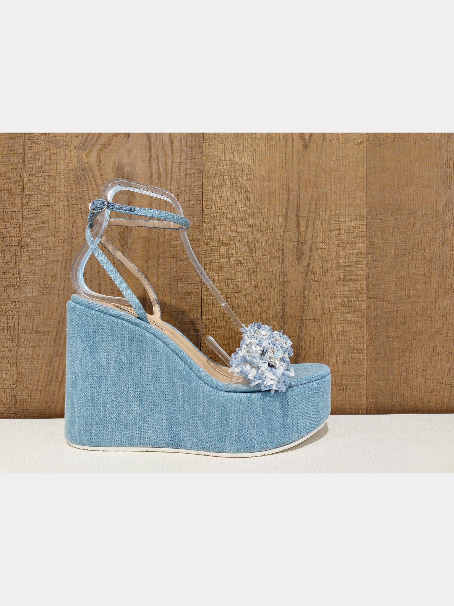 Casadei Denim Wedge SandalsCasadei