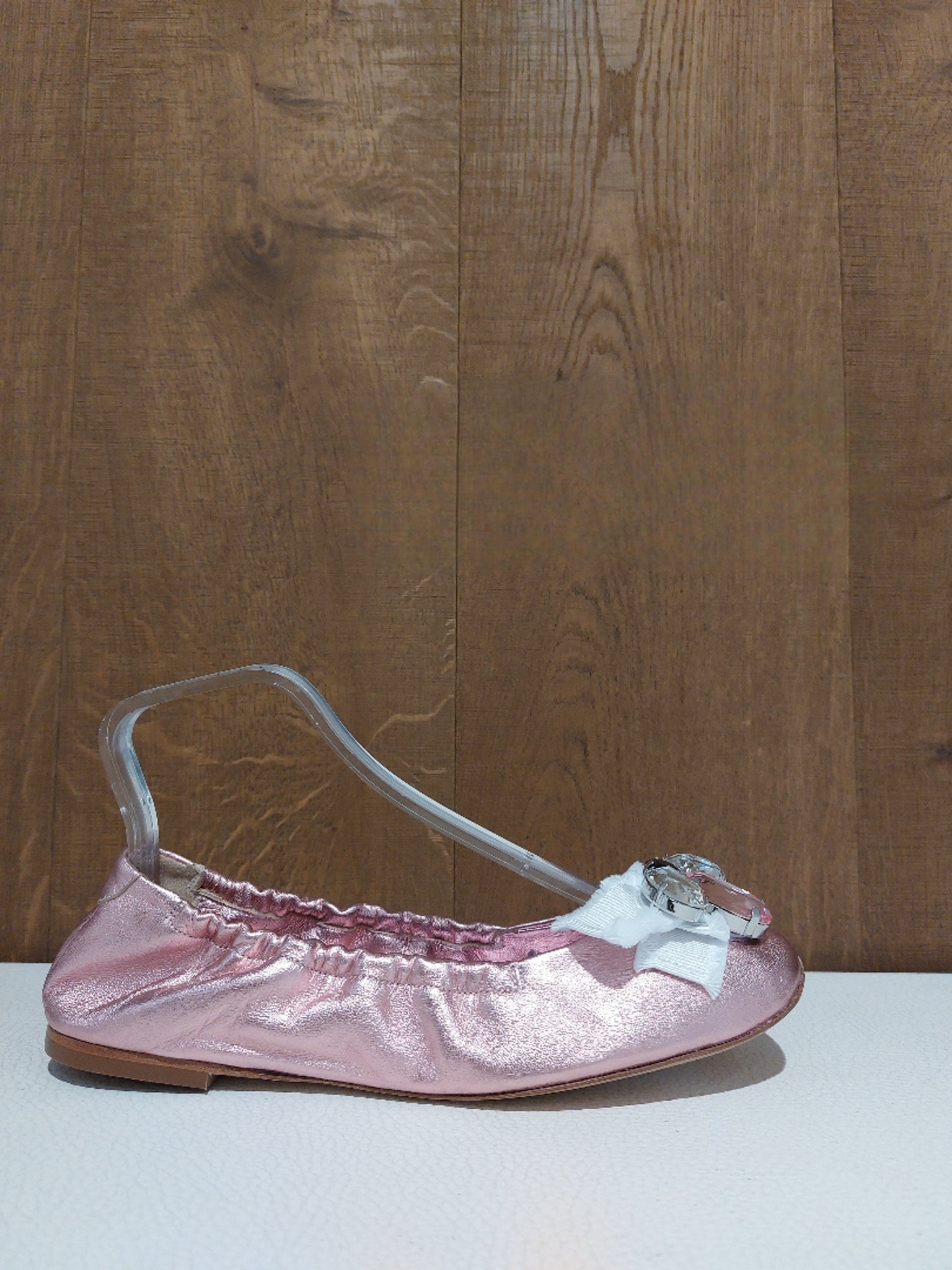 Casadei Różowe Baleriny z Kryształową OzdobąCasadei