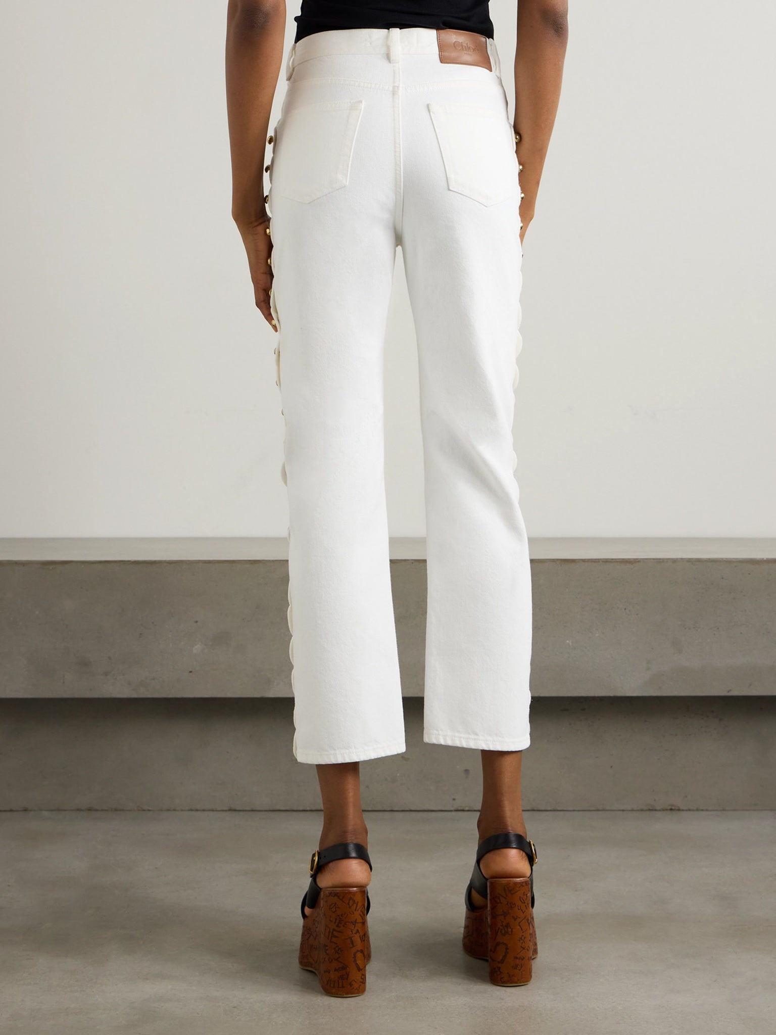 Chloé damskie dżinsy Eden białe Cropped Slim Denim CHC24ADP38158112Chloé